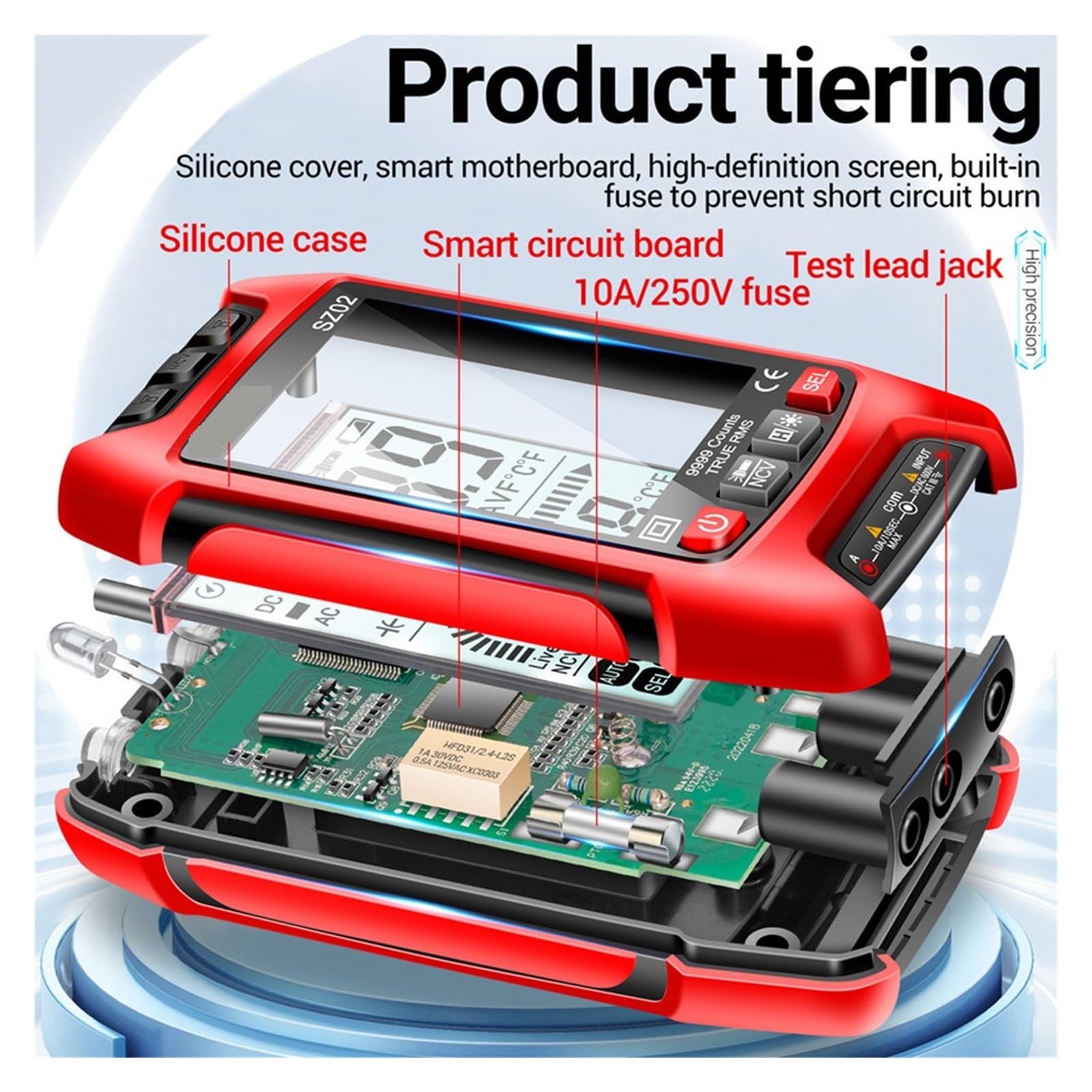 Multimetro Digitale 6000/9999 Conta Tester Di Resistenza Alla Corrente Di Tensione CC/CA Vero RMS Misuratore Di Capacità Elettrica Automatica(Orange SZ02)