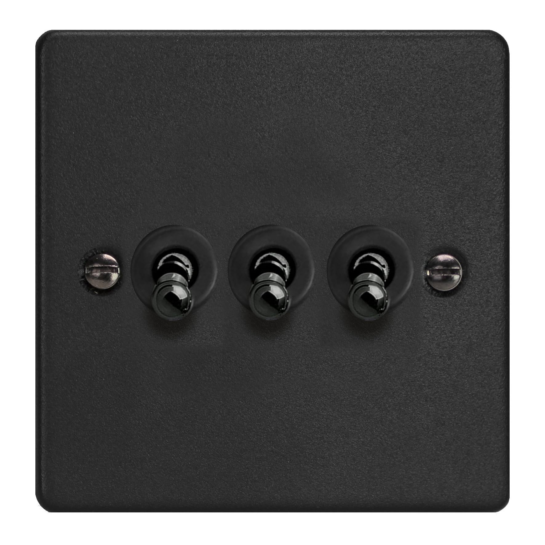 Varilight 3-Gang 10A 1- or 2-Way Toggle Switch Matt Black
