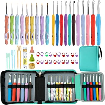 Mdoker 21 Sizes Crochet Hooks with Case,Ergonomic Hook for Arthritic Hand