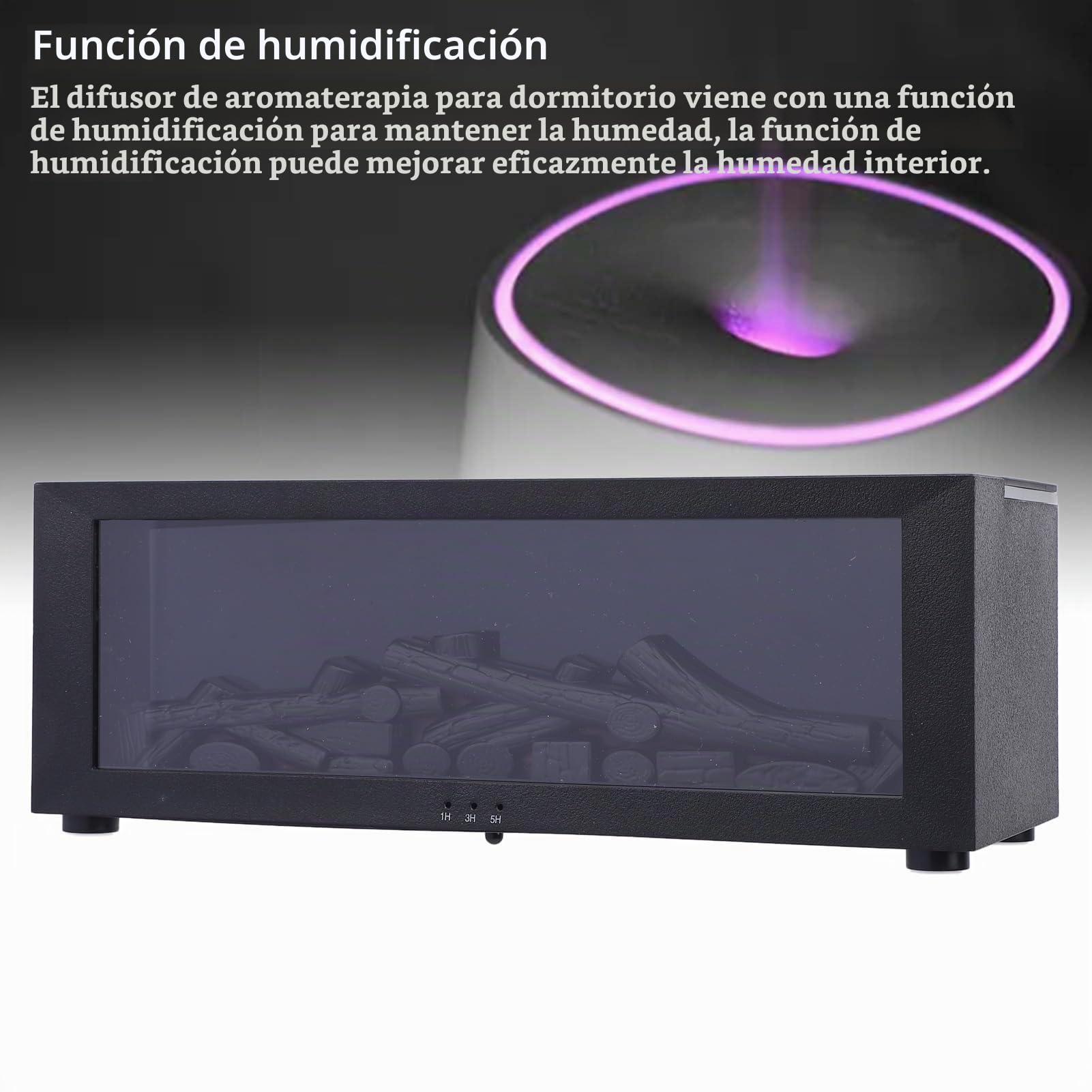 Humidificador de Chimenea con Llama 3D, Difusor Silencioso para Chimenea con Temporizador, Difusor de Aire de Fuego de Aromaterapia de Aceite Esencial con Luz Ambiental para el