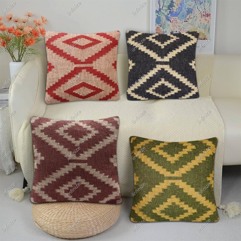 Housse de coussin turque tissée main en jute véritable qualité premium 45cm