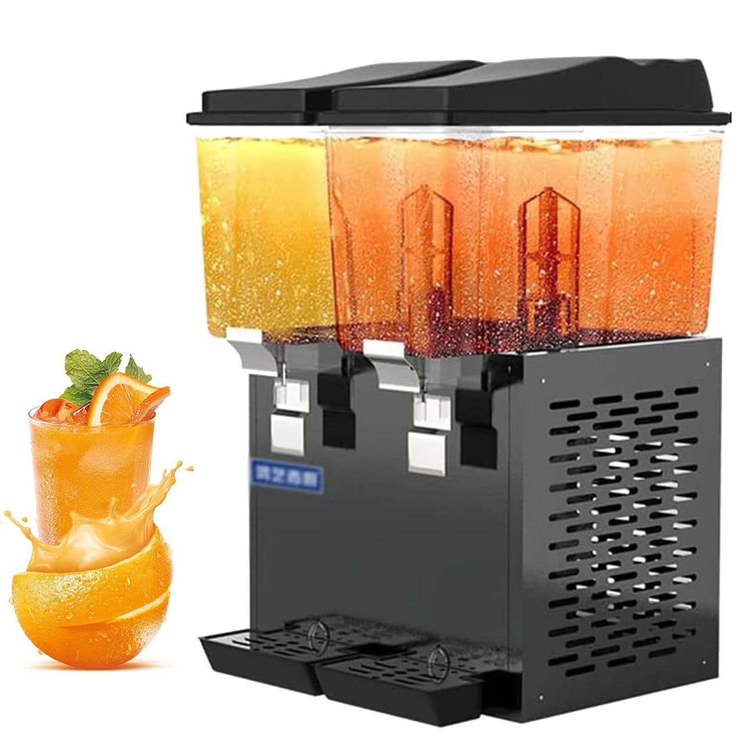 MYUYEE Glass Drink Dispenser, Commercial Juice Beverage Dispenser Hot And Cold Temperature Control 16L/32L/48L Multicolor (32L-Black)