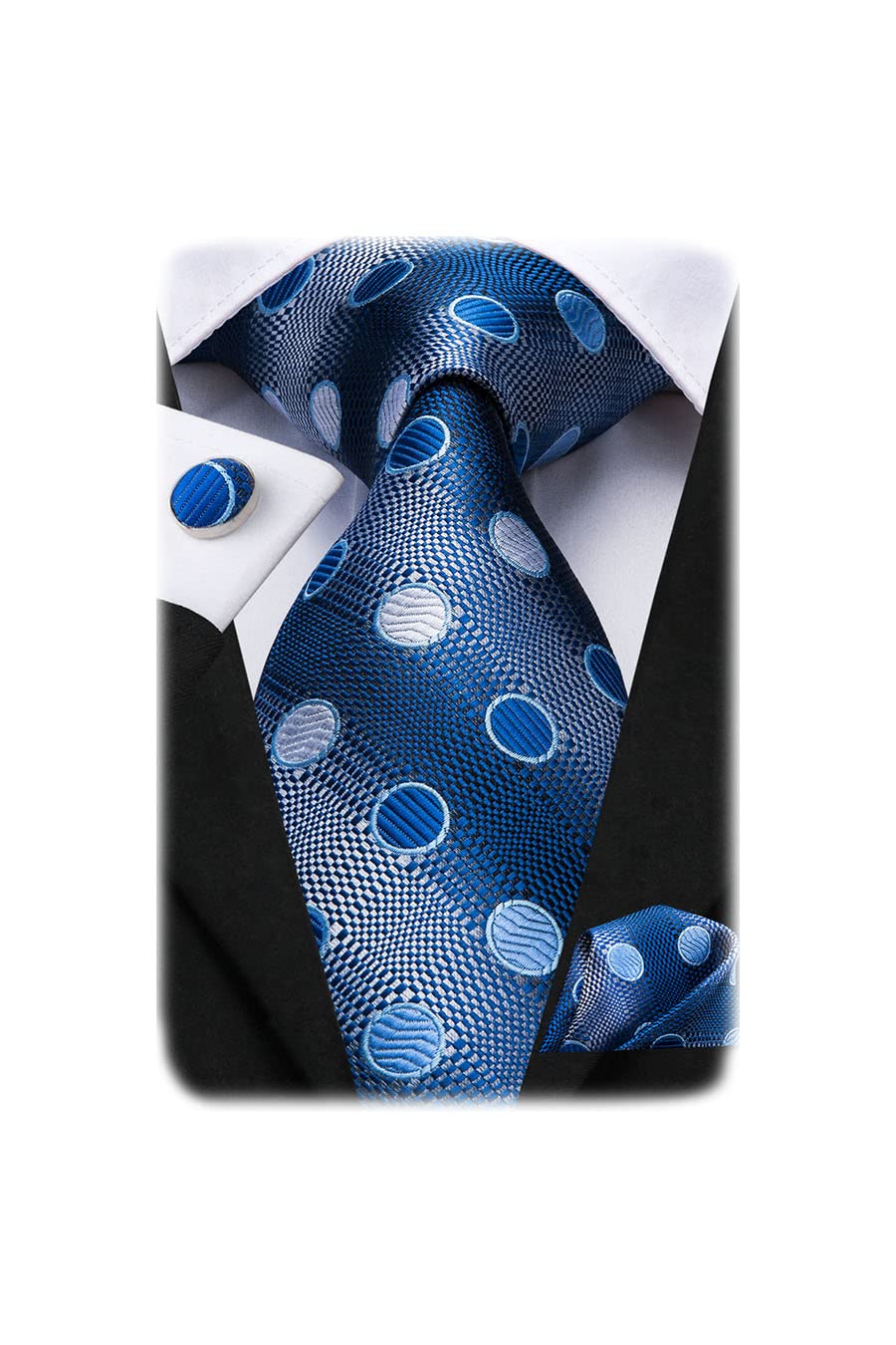 Hi-Tie Men Ties Sets Silk Stripe Paisley Necktie Pocket Square Cufflinks for Business Wedding