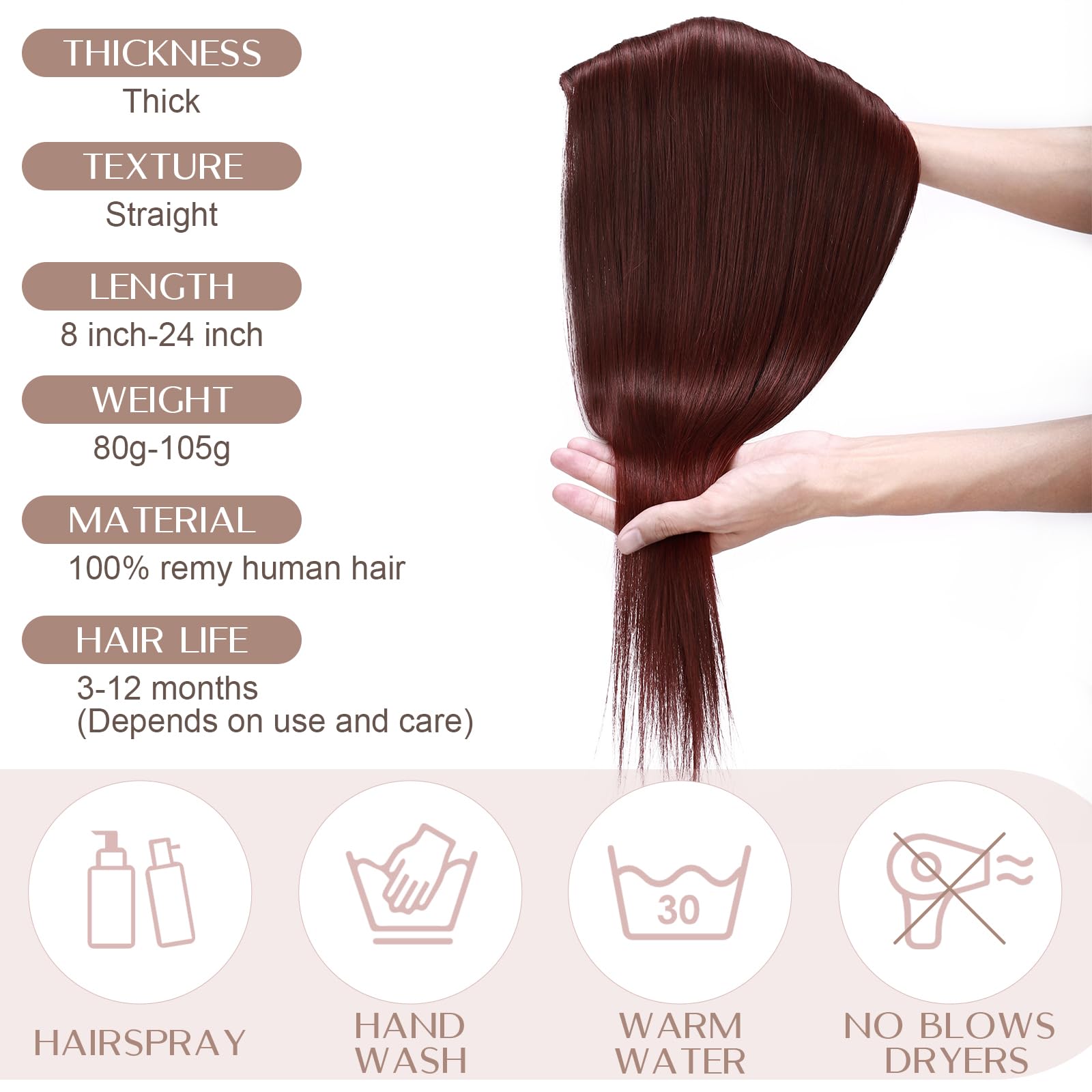 20 inches SEGO One Piece Hair Extensions Clip in Human Hair [#1B Natural Black] Real Remy Hairpieces for Women 3/4 Full Head Straight Invisible (50g) — view 146