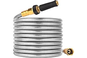 Expandable Metal Garden Hose 50 FT - 304 Stainless Steel Water Hose 50 FT