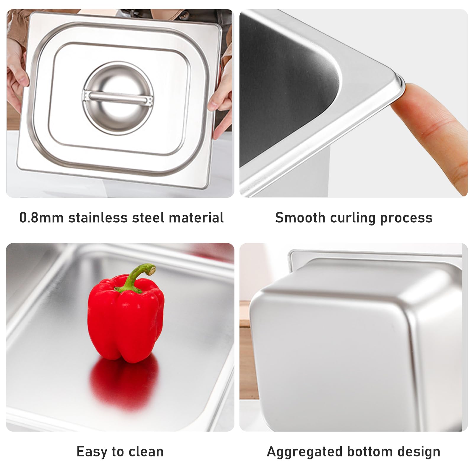 Bac Inox Alimentaire Lot De 4 Plats à Four En Acier Inoxydable