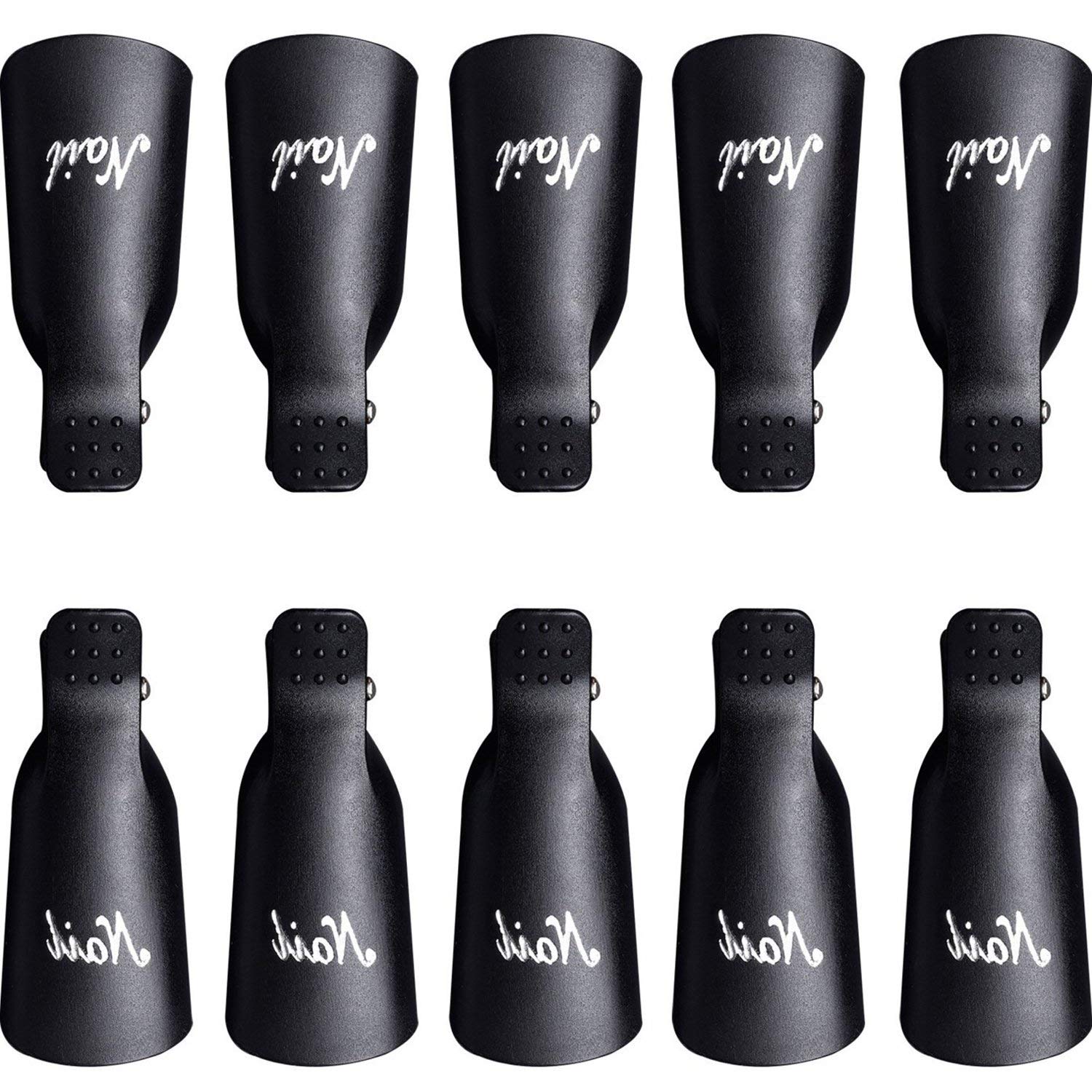 Nail Polish Remover Plastic Nail Art Soak Off Clip Cap UV Gel Polish Remover Wrap Nail Tool Pack of 10, Black