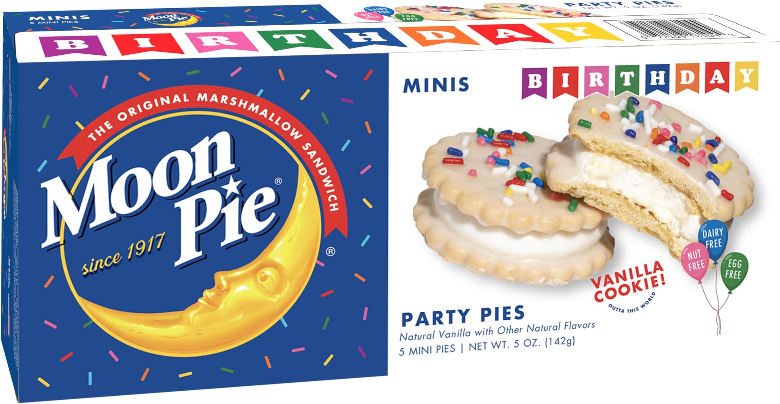 Birthday Cake Flavored Mini Moonpie with Vanilla Cookies