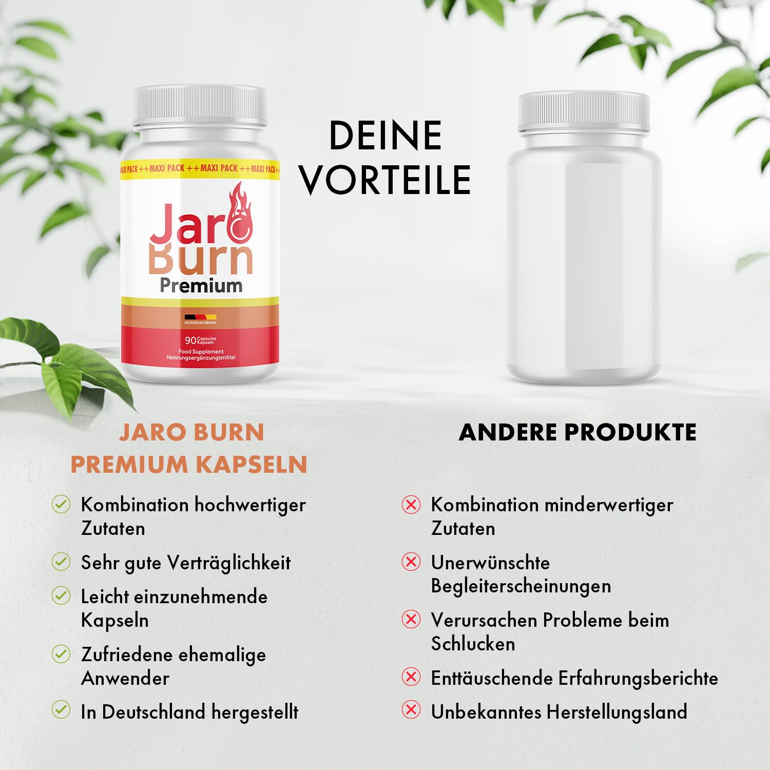 Jaro Burn Premium Kapseln | Hochwertige Inhaltsstoffe | 90 Kapseln