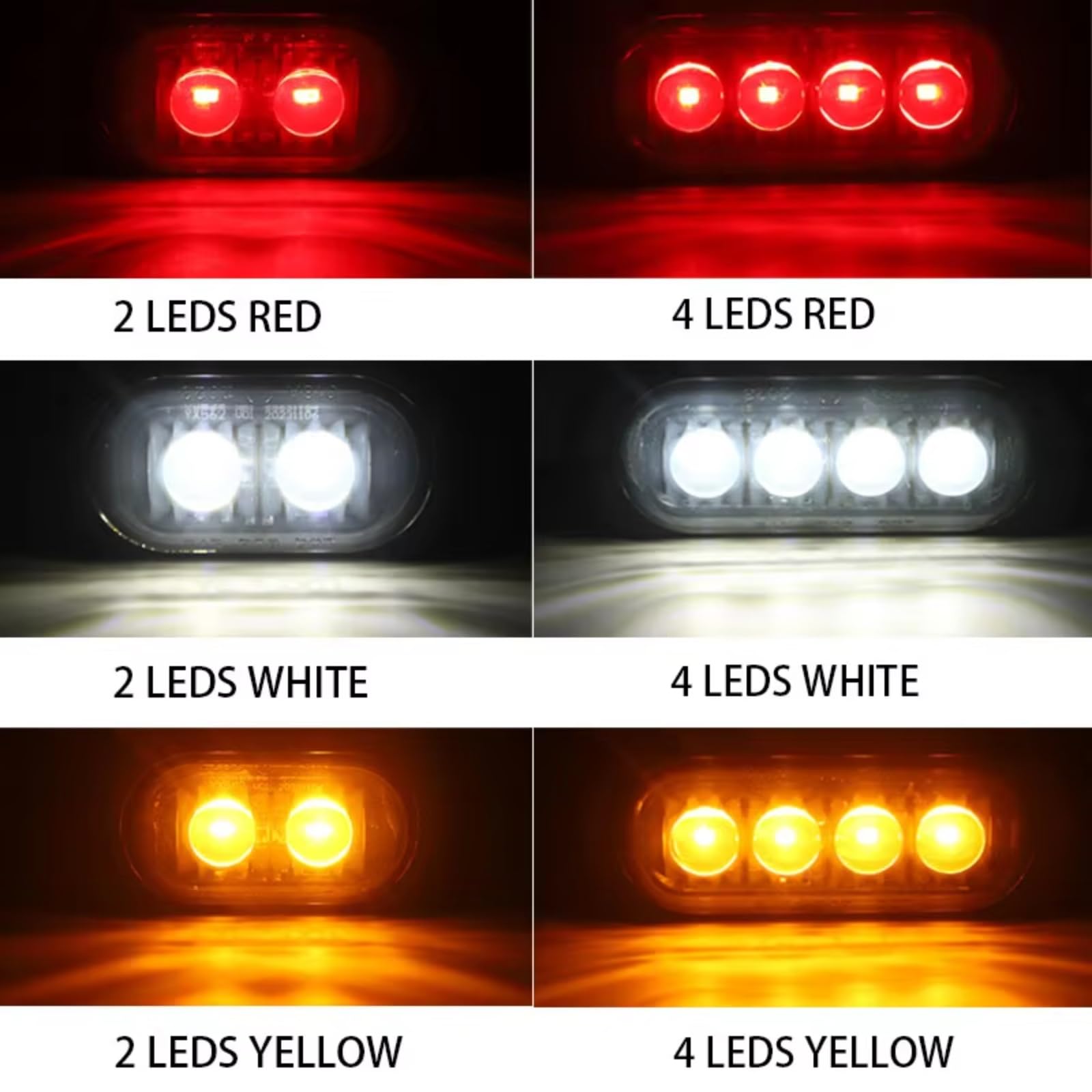 Gruppo Ottico Posteriore Per auto bus SUV camion rimorchio RV 12V 24V camion laterale Clearance Marker Lamp Warning Tail Lights LED Side Marker Lamp Indicator Fanale Posteriore(2pcs 4led White)