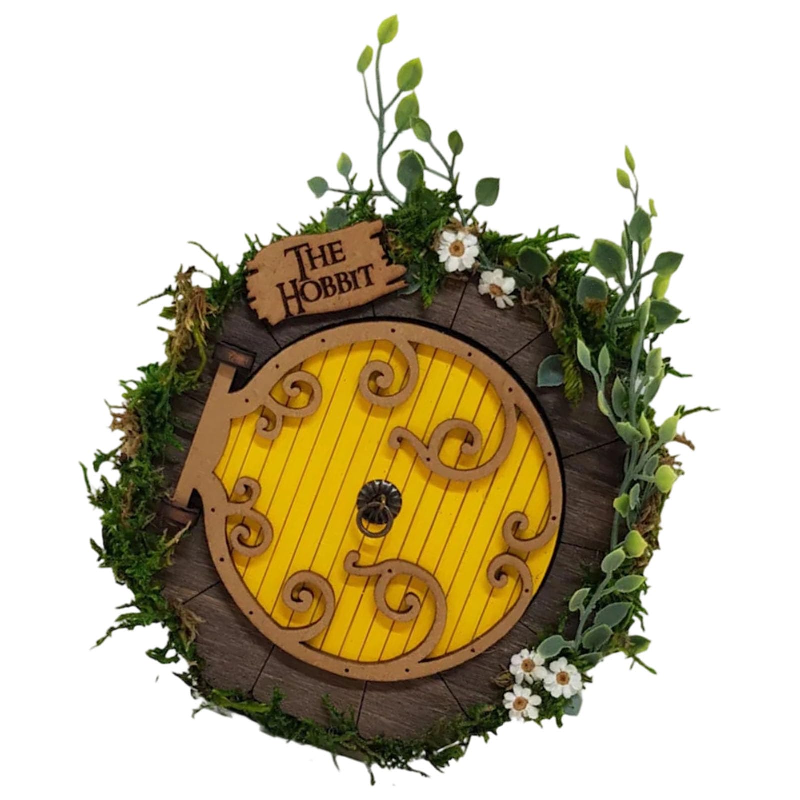 TFAOYS Wooden Fantasy Wall Decors Fairies Fantasy Tree Door Miniature Figurine for Bookshelf and Garden Ornament Bookshelf Decors