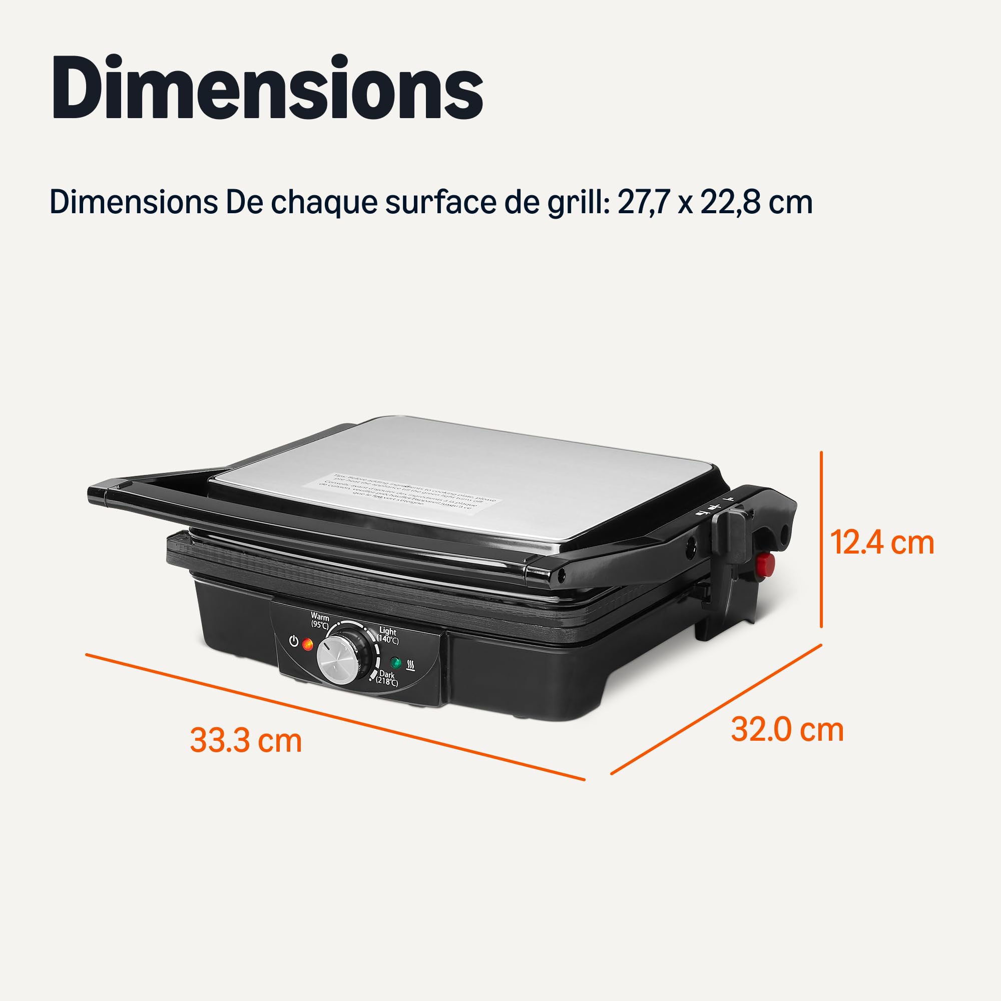 Amazon Basics Gril électrique avec réglage de la température et plaques antiadhésives, 2 000 W, noir