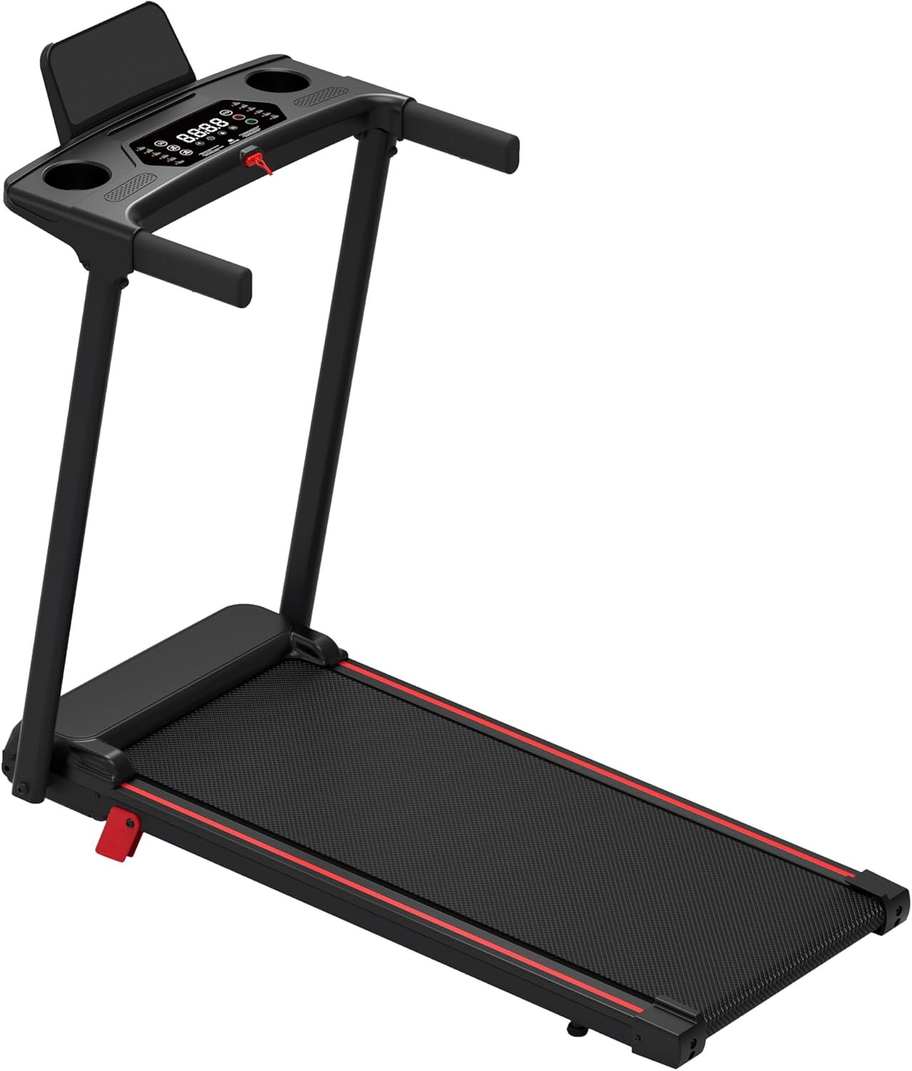 Portable Treadmill with Handle, 3.0HP Walking Pad Treadmill, Electric Compact Treadmills,Treadmills for Home Small Space with 12 Preset Programs, Walking Pad with Handle,300 LBS Capacity(Red)