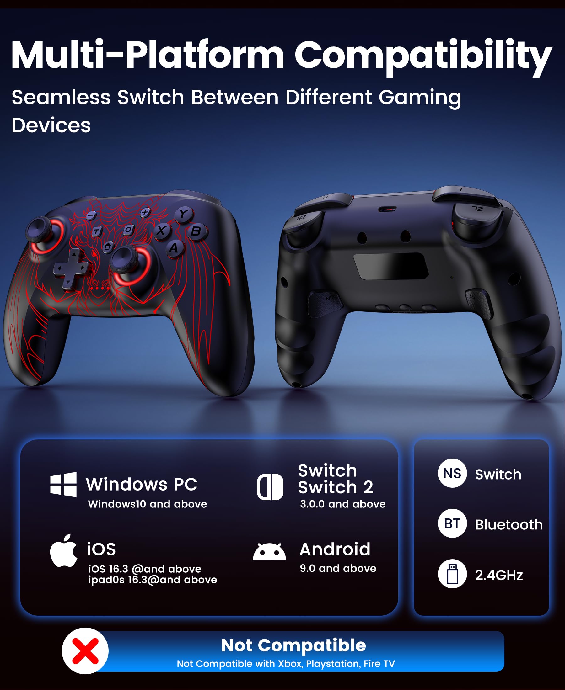 Controller Elisween Wireless Dock Ricarica 1000 Hz RGB - Dettaglio