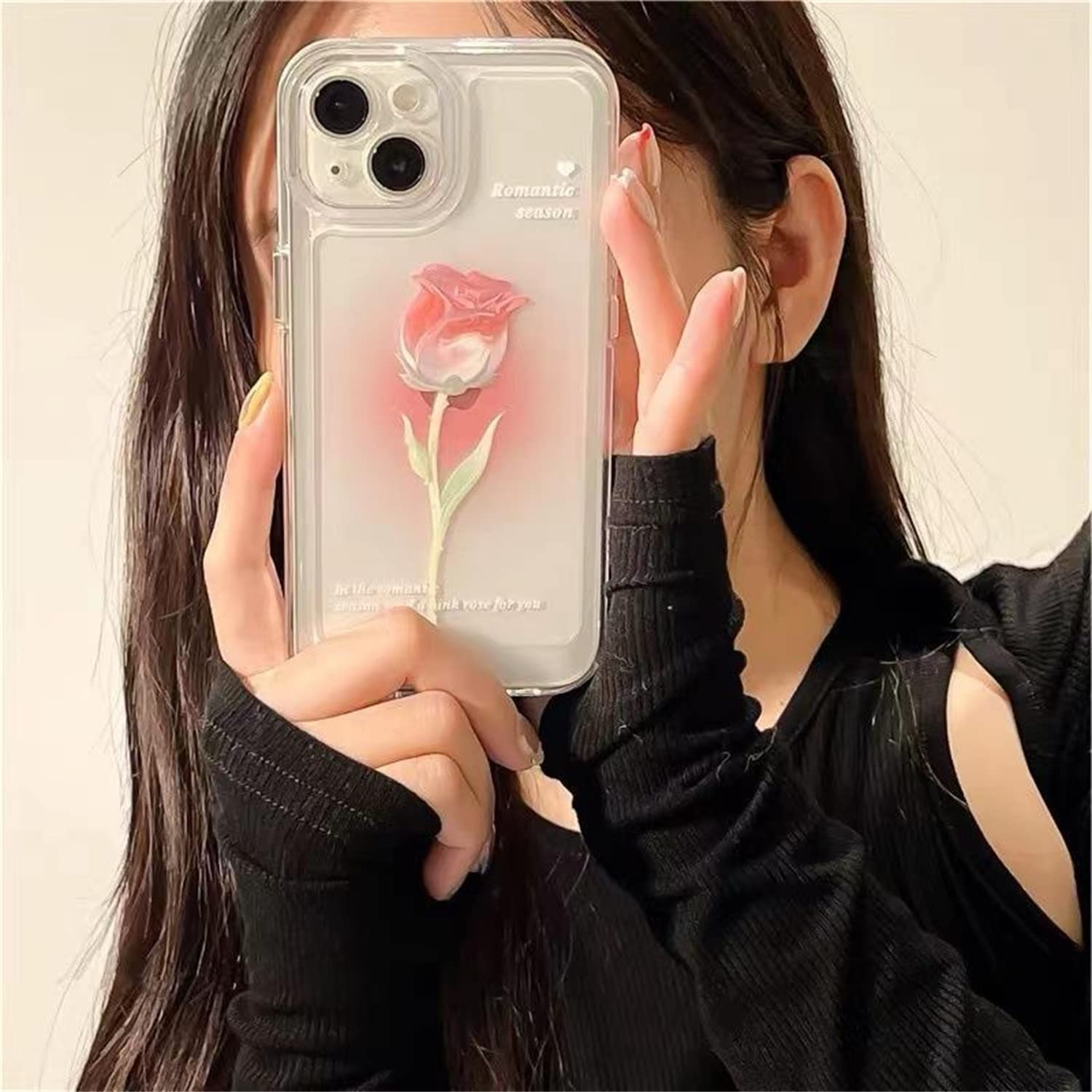 Roemary Coque IPhone 14 Pro 6,1 Pouces – Fond Rose Avec Motif Papillon, Anneau De Maintien, Coque Souple TPU (Diamant Rose)