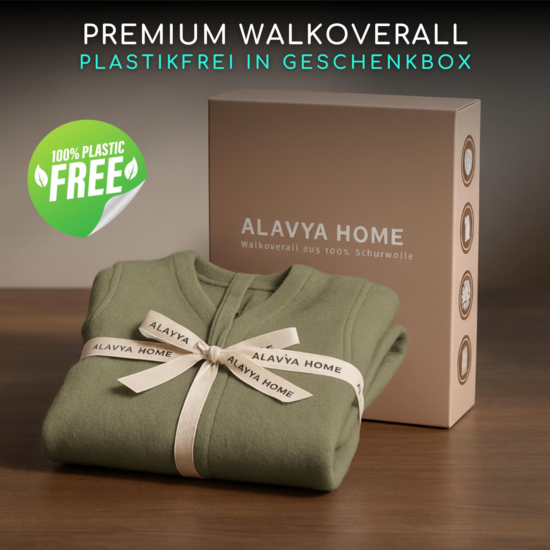 ALAVYA HOME® Walkoverall, tuta in lana naturale, 100% lana vergine biologica, con chiusura lampo, per neonati e bambini