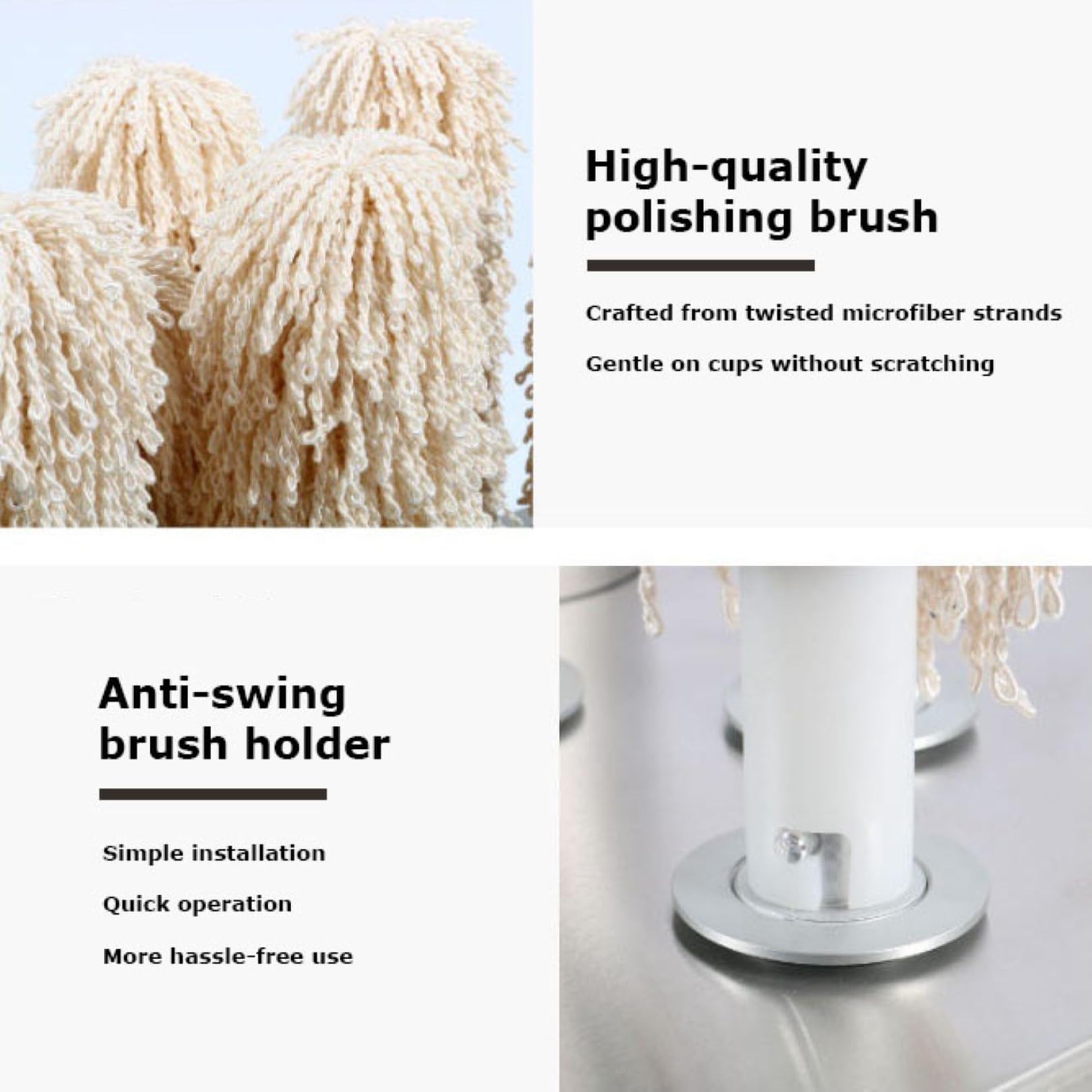 Polisseuse électrique pour verres à vin, séchoir à verre en acier inoxydable avec brosses, polisseuse efficace pour bars et restaurants, 8 capacités de lavage