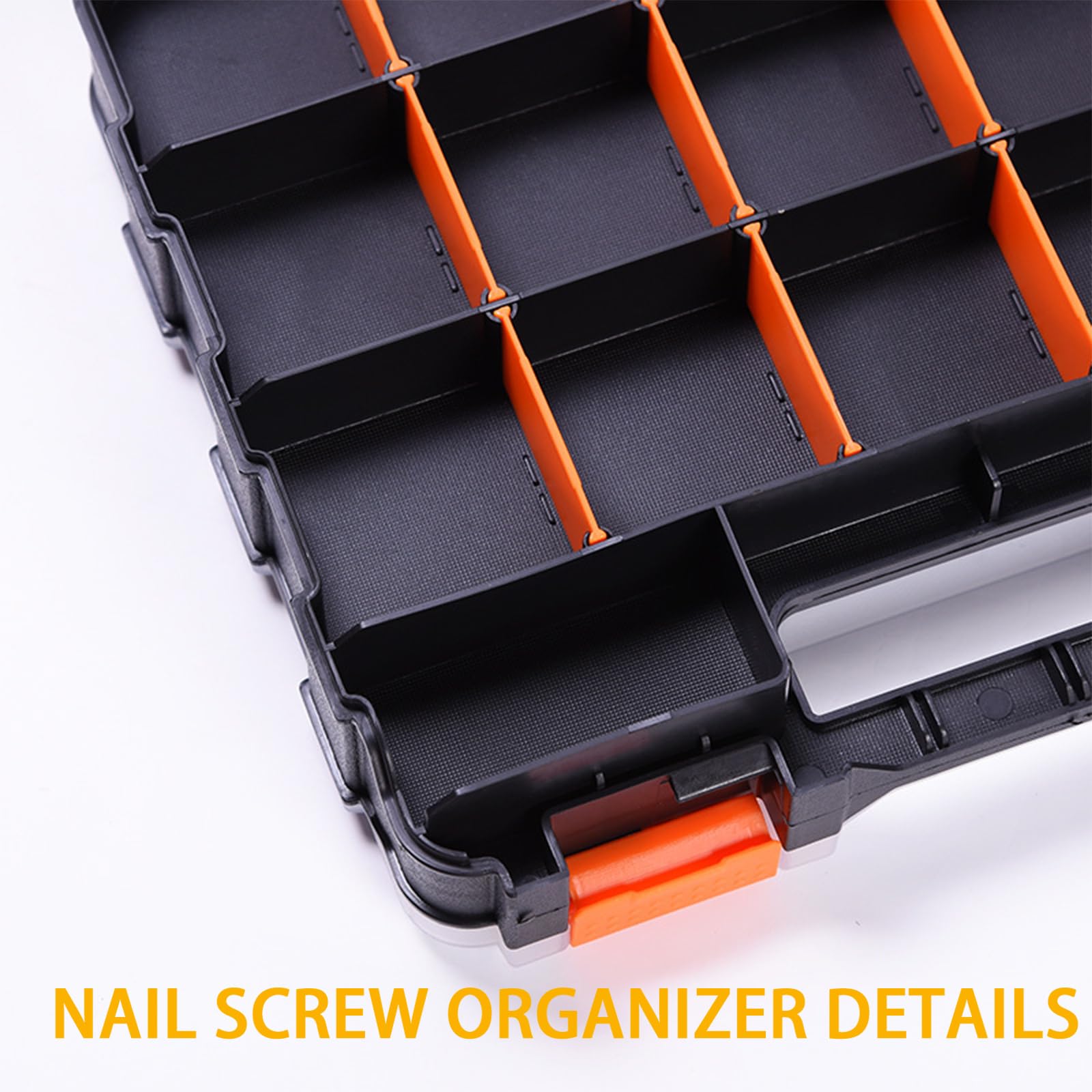 Organizer per piccole parti a doppio lato, organizer per ferramenta con 30 scomparti rimovibili, 4 sezioni fisse, scatola organizer portatile in plastica per viti, dadi e bulloni