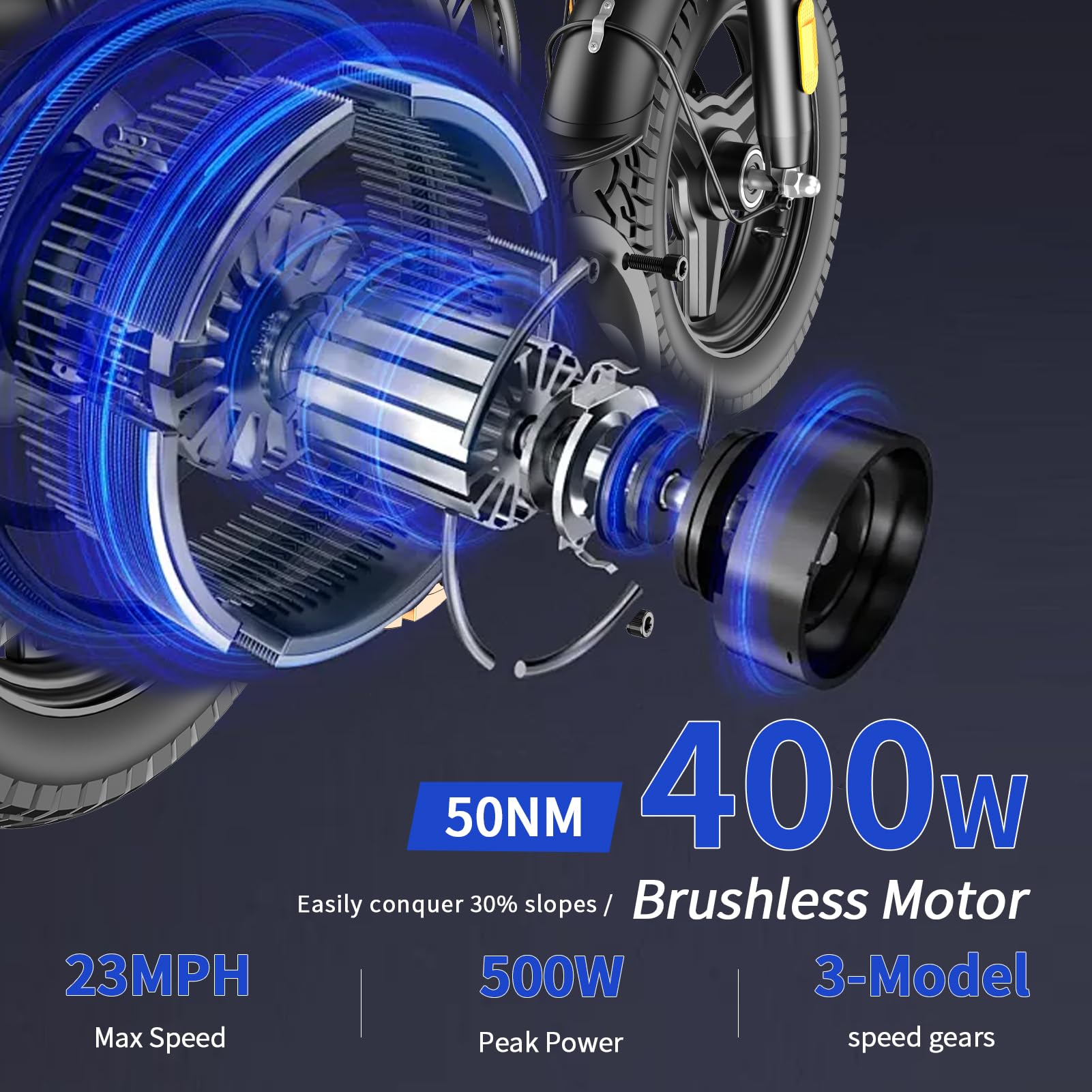 Folding Electric Bike for Adults, 400W (Peak 500W) Motor,23MPH Max Speed Foldable Electric Bicycles,14" Ebike, 48V12AH Battery 35 Miles PAS Range Mini E Bikes for Adults and Teens