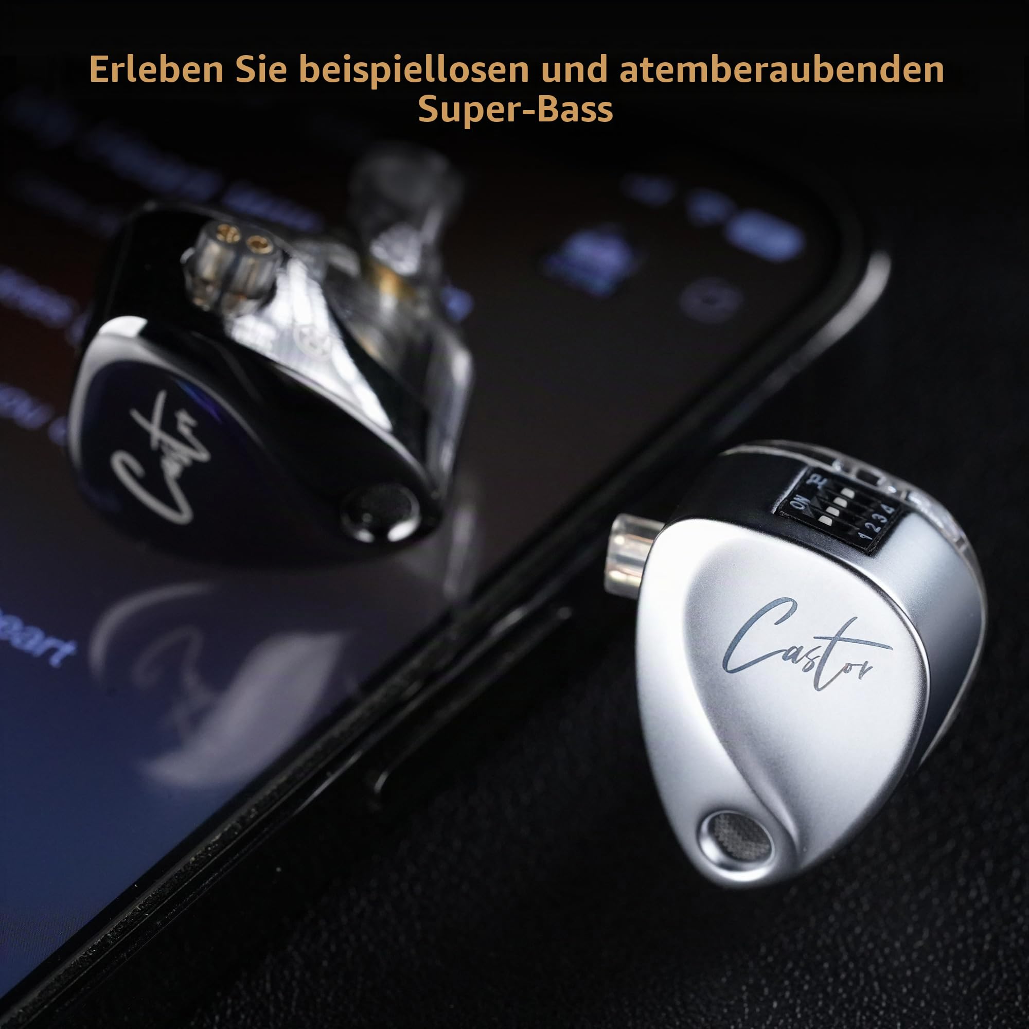 KZ Castor Bass Edition IEM mit zwei dynamischen Treibern, abstimmbarer Sound, kabelgebundene Kopfhörer, Gaming-Ohrhörer mit 4-stufigem Einstellschalter, geräuschisolierend