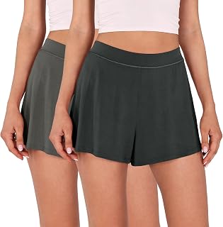 2-Pack Modal Soft Lounge Shorts for Women High Waist Casual Sleepwear Cozy Pajama Bottom