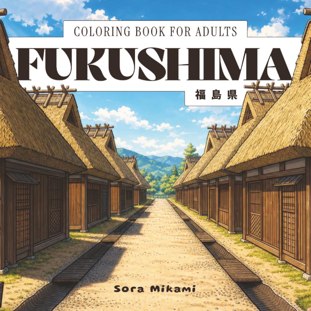 Fukushima Coloring Book: 40 Japanese Coloring Designs of Fukushima Prefecture for Adults | Tsurugajo Castle, Ouchi-juku Village & Goshikinuma Lakes for Mindful Coloring (Prefectures of Japan)