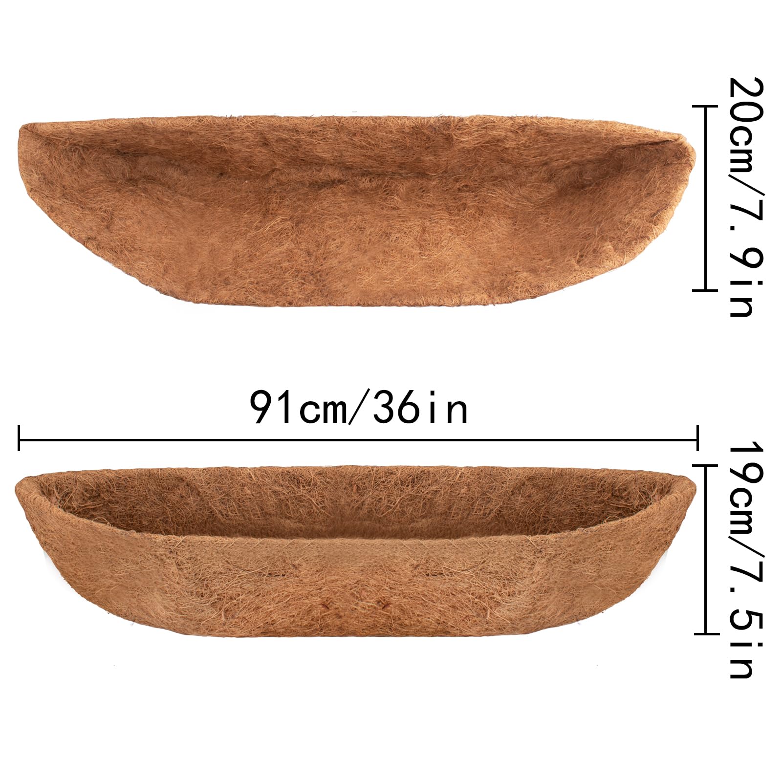 Fengaim Trough Coco Replacement Liners, Coco Fiber Liners for Planters Hanging Basket Liners, Coco Coir Liners Window Box Liners, Wall-mounted Coco Liner for Window Box (2 Pack, 36 Inch) - Image 2