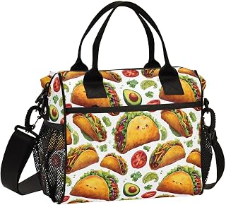 Insulated Lunch Bag Cute Taco Fruit Print for Leakproof Lunch Box Cooler Bags for Office Outdoor Travel-Small