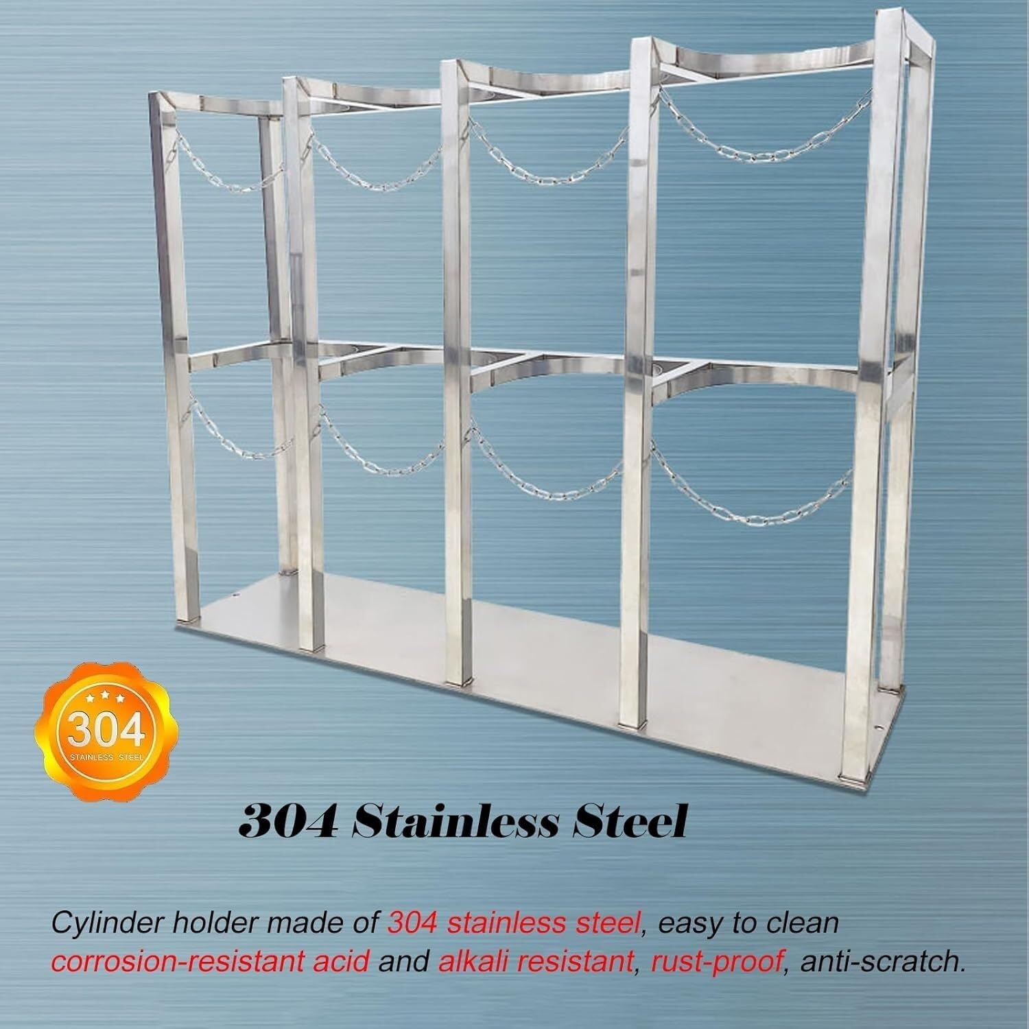 Estante para cilindros de oxígeno de 4 L, estante de almacenamiento de cilindros de gas, estante fijo de acero inoxidable resistente para cilindros de gas y estante fijo para cilindros de gas clínico