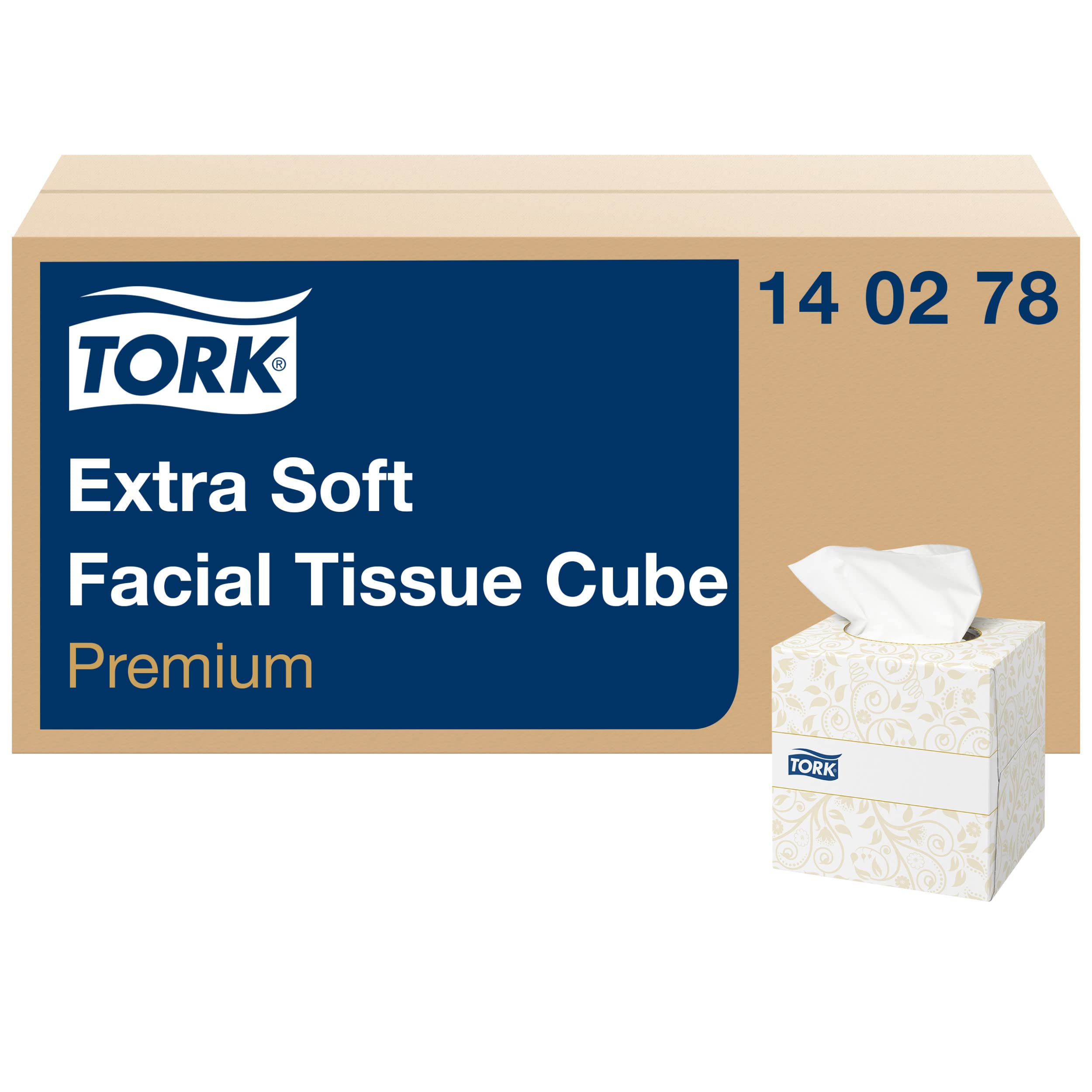 Tork 140278 Mouchoirs boîtes cubiques extra doux Premium - Blanc - 2 plis - 10,4 x 20 cm