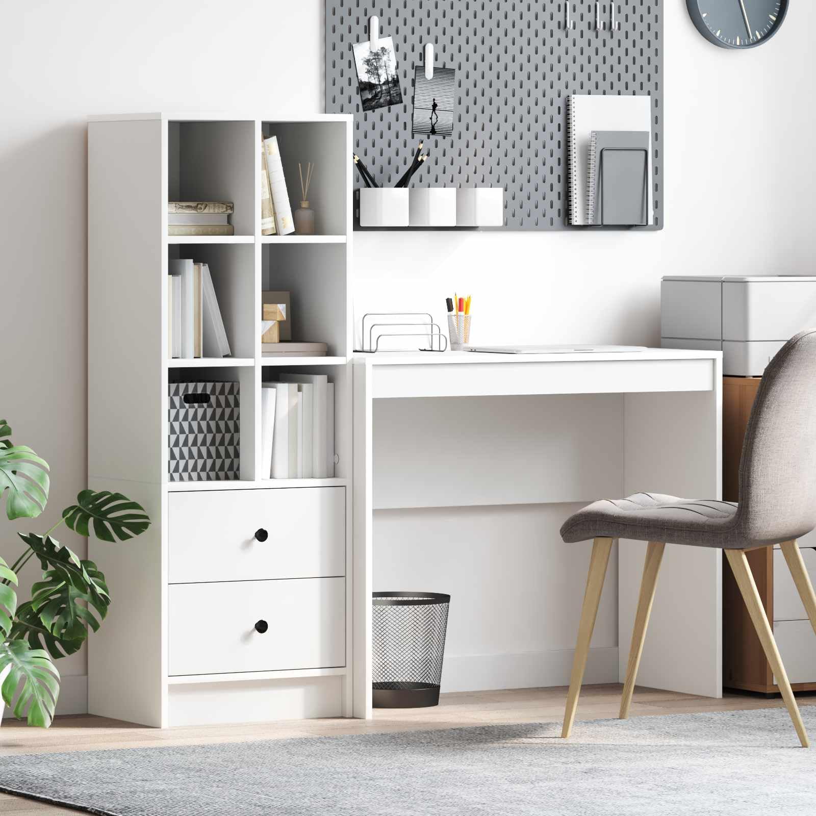 Bureau blanc en bois 135,5 x 40 cm résolvant le manque de rangement