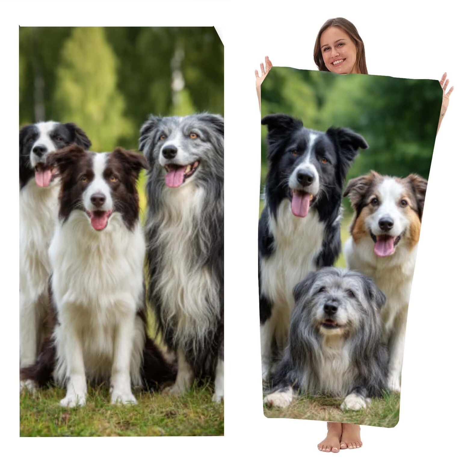 Telo Mare 100x200 cm, Set da 2 Microfibra Asciugamani Teli da Spiaggia Asciugatura Rapida e Anti-Sabbia Palestra Grande xxl Uomo Donna Accessori Beach Towel Grandi per Piscina (Animali Cani) z-1745