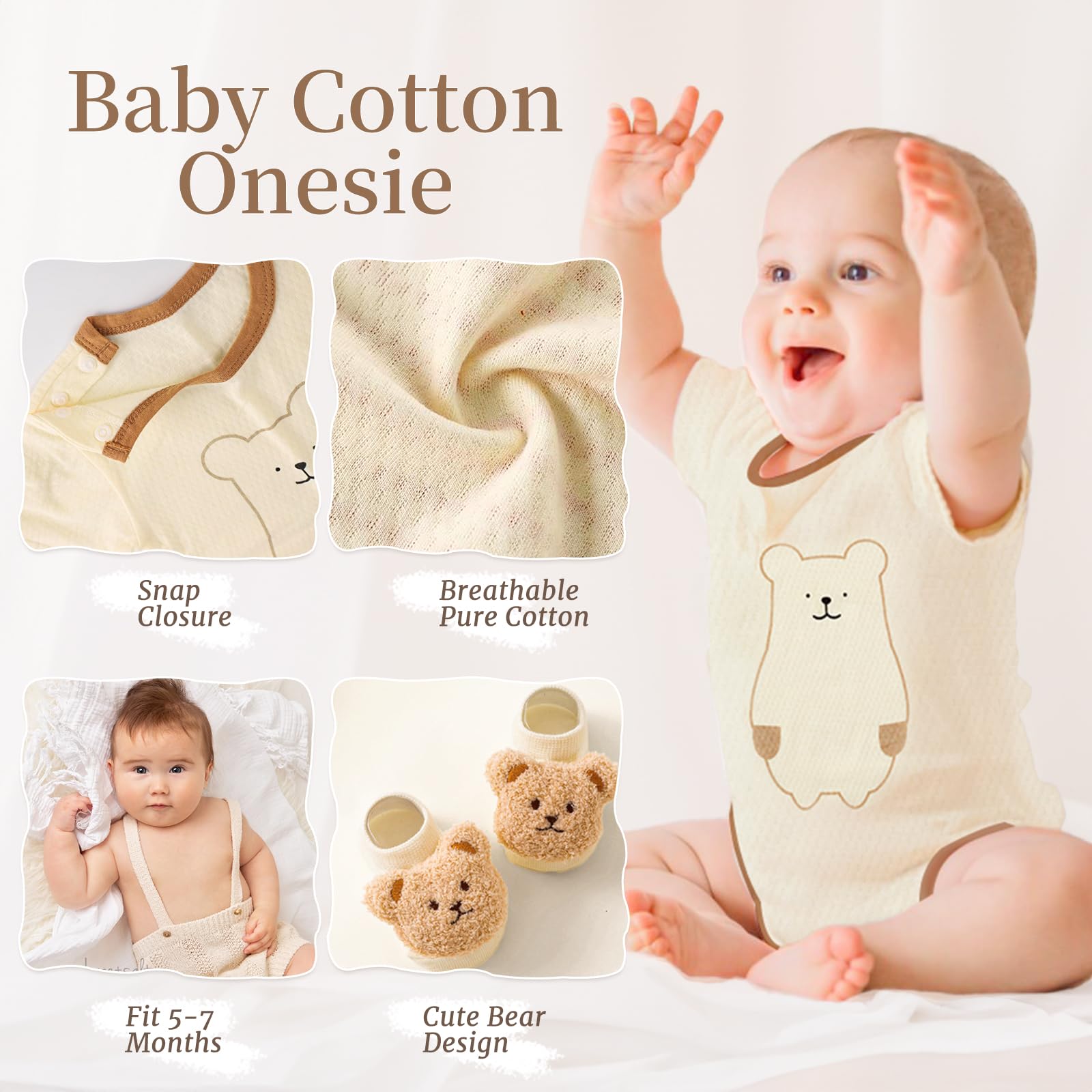 vamei Newborn Baby Gifts Baby Hamper Set including Baby Box Blanket Baby Onesie Socks Rattle Muslin Cloths Bibs Wooden Milestone Cards New Born Baby Essentials Baby Shower Gifts Boys Girls Unisex - Image 3