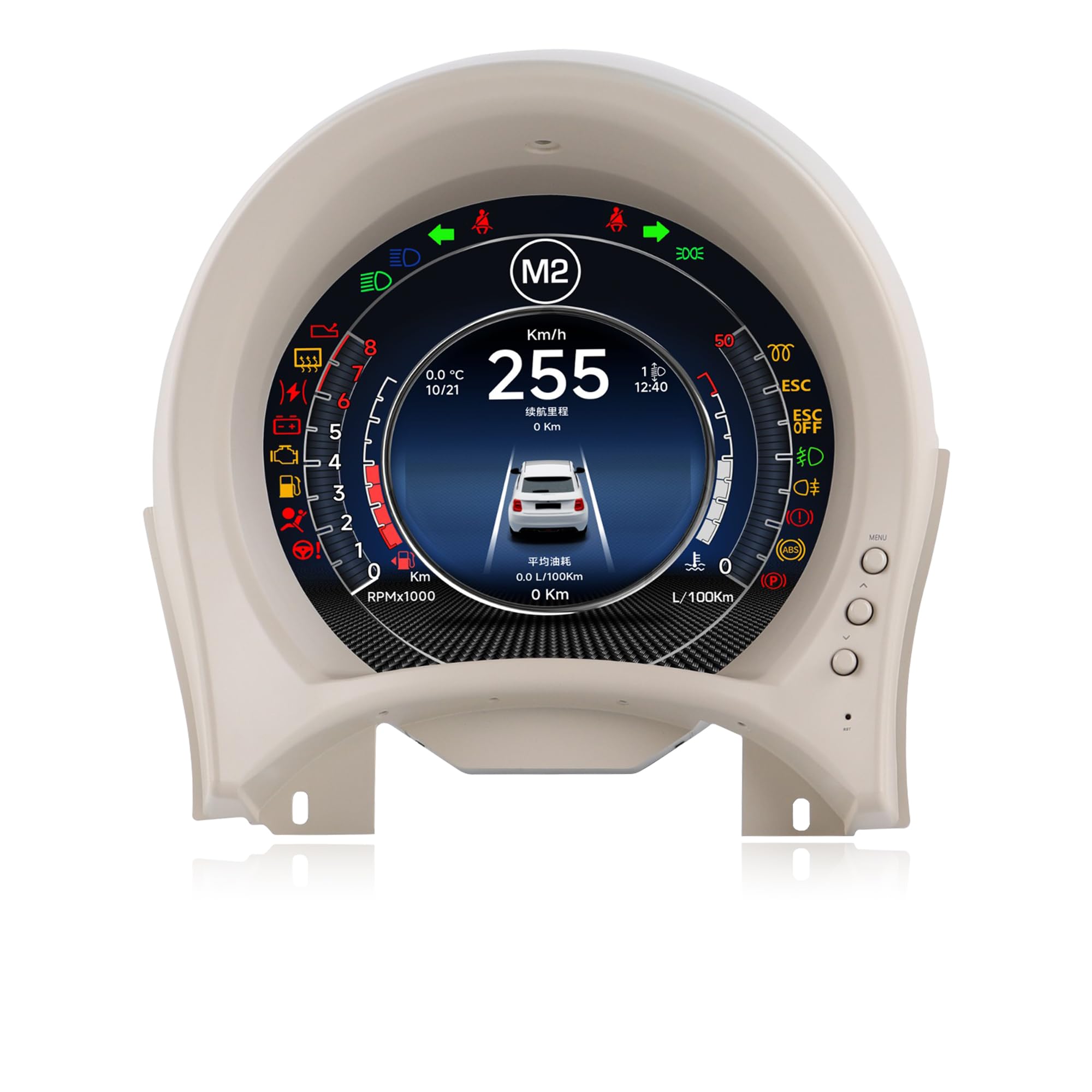 Quadro Strumenti Digitale LCD da 7 Pollici per Fiat 500 (2007–2024), Display HD Tachimetro e Contagiri, Apple CarPlay Wireless e MirrorLink, Installazione Plug & Play Senza Modifiche