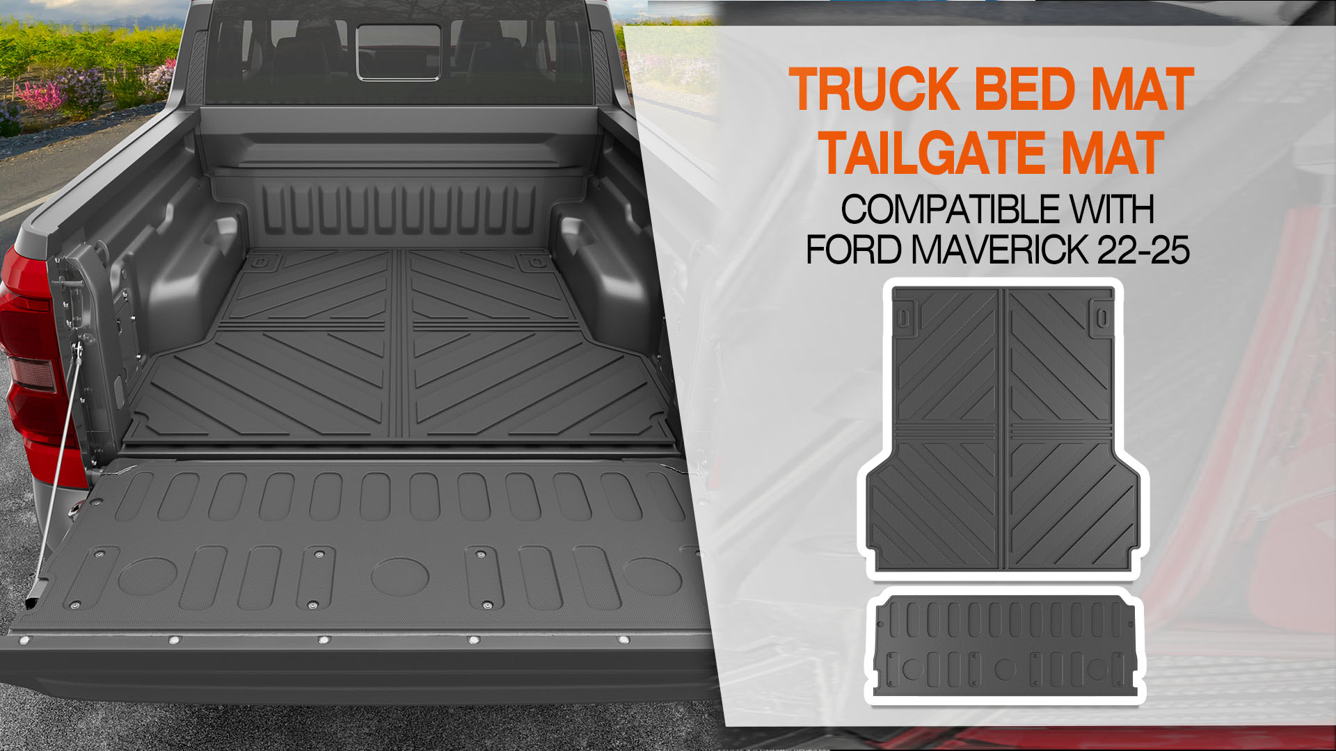TripleAliners Truck Bed Mat Compatible With 2022 2023 2024 2025 Ford Maverick Hybrid Gas Accessories Vehicle Perfectly Flush Weather Protection Tpe Heavy