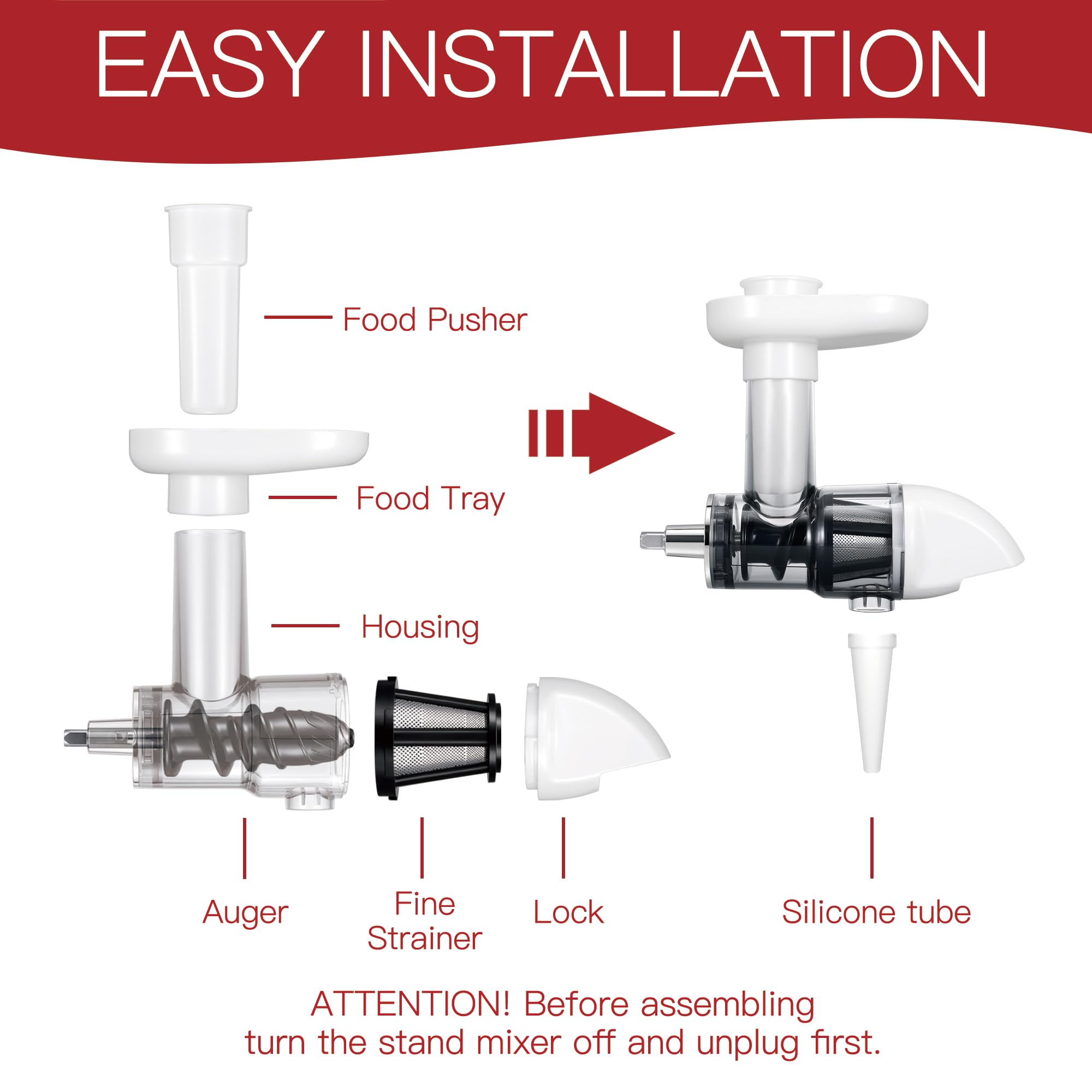Masticating Juicer Attachment for KitchenAid Stand - Product Features