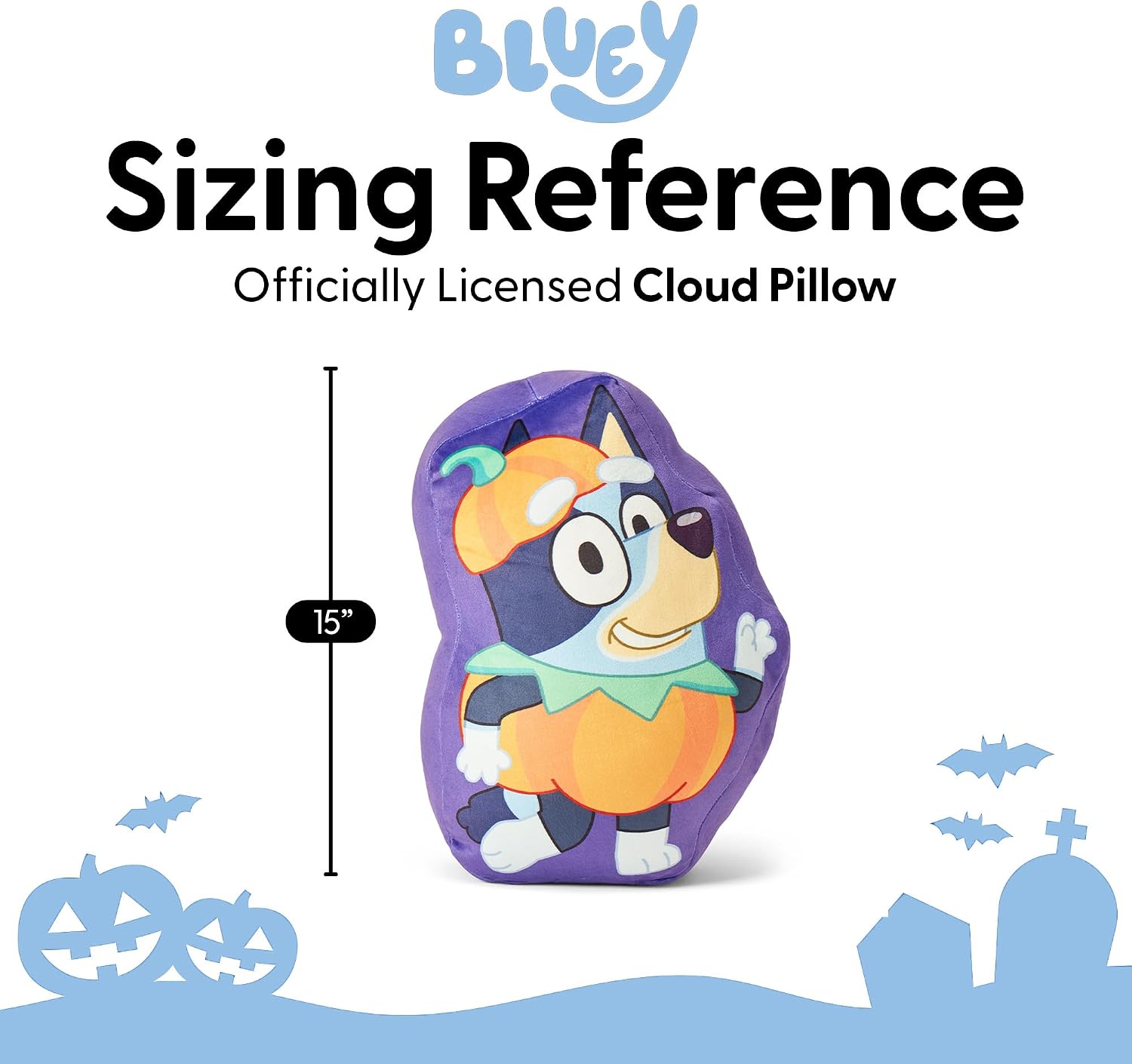 Northwest Bluey Halloween 15" Cloud Travel Pillow, Plush Stuffed Throw, Decorations, Gift for Girls & Boys