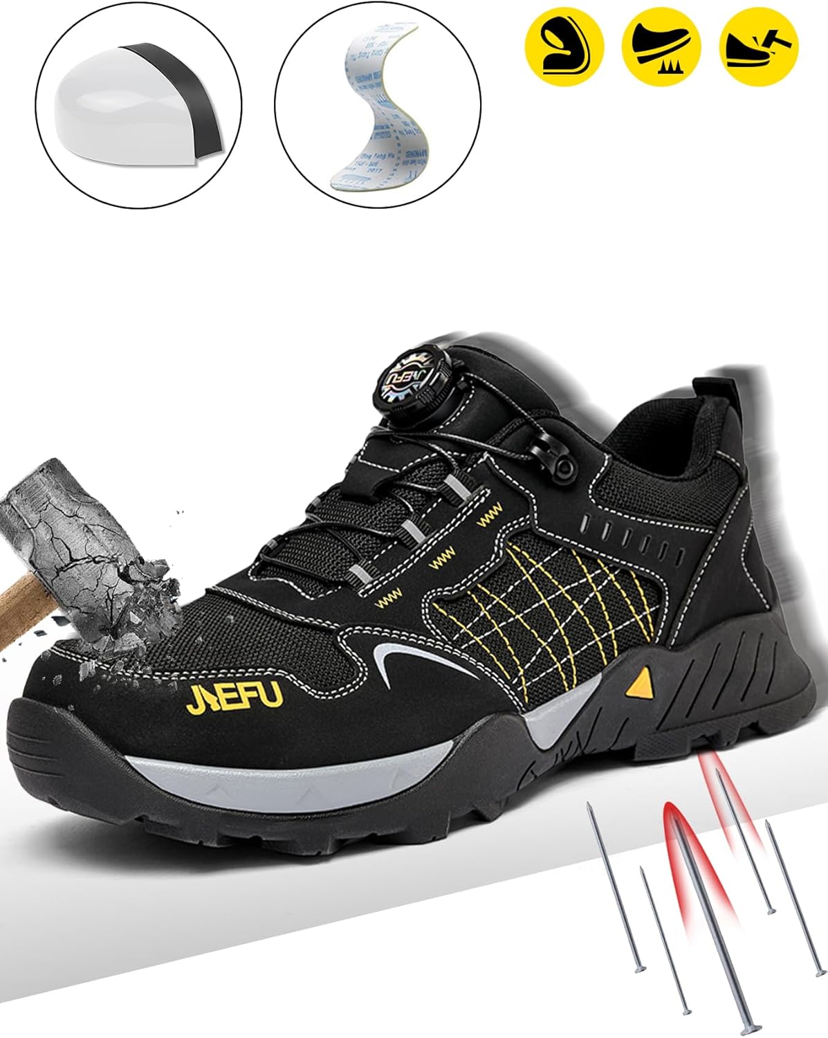 Mellowmiles Men's Safety Work Shoes – Composite Toe, Anti-Slip & Puncture-Resistant, Lightweight Sports Style for Construction, Factory, Warehouse & Outdoor Workers