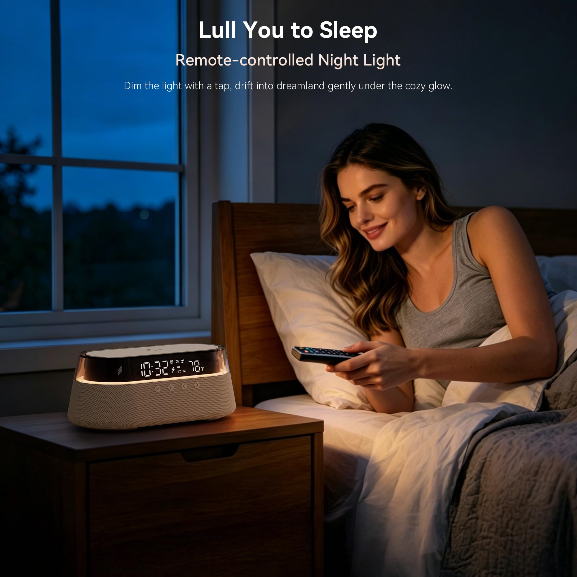 Altoparlante Bluetooth con Sveglia Caricatore Wireless 15W con Telecomando | Doppia Sveglia con Radio, Funzione Snooze e Luce Notturna per la Camera da Letto o l'ufficio Regalo Uomo Donne