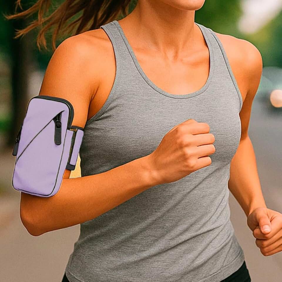 Capinha Braçadeira Suporte Porta Celular Para Braço Corrida Bike Academia Prova De Água Resistente Com Regulagem Premium (Lílas)