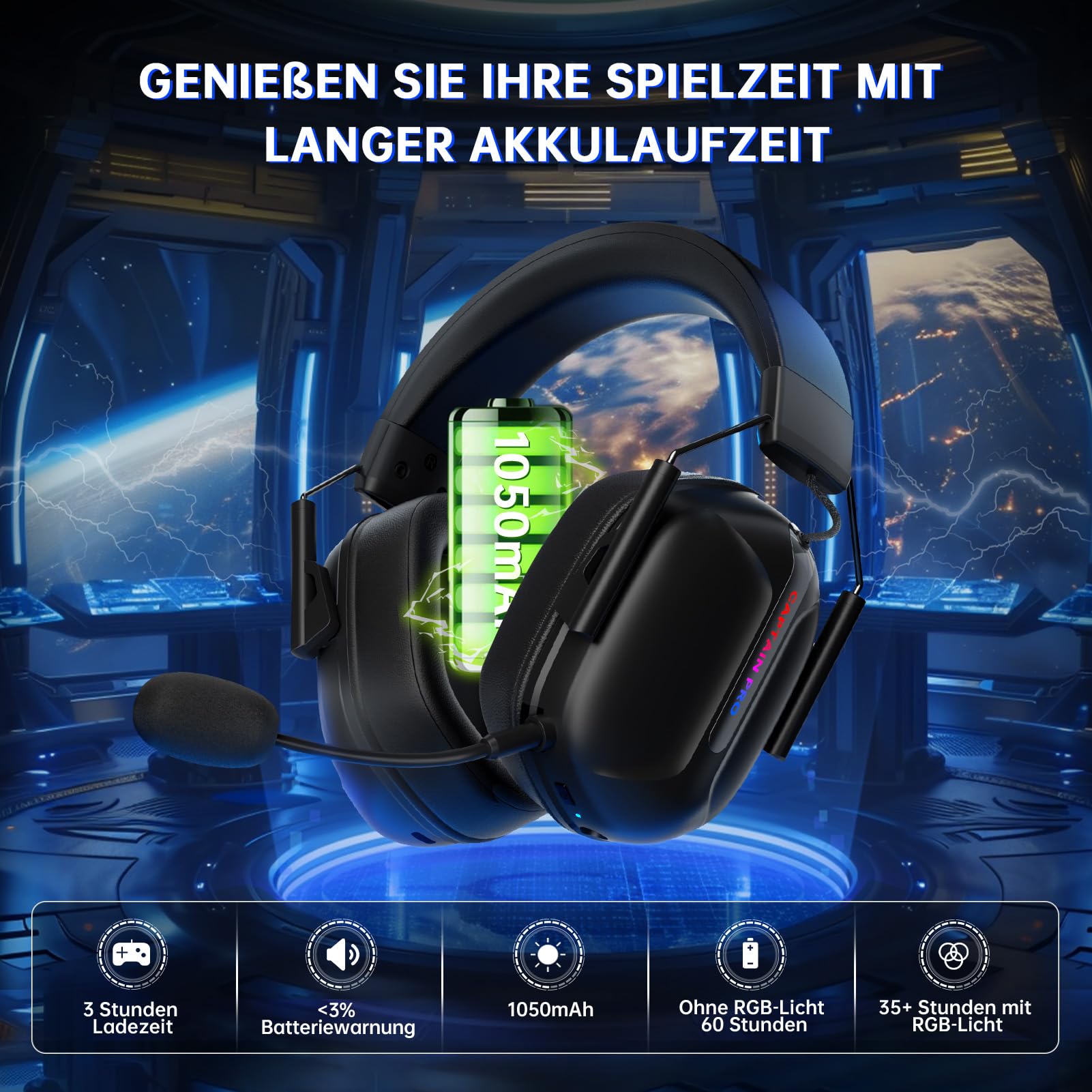 Gvyugke Casque de Jeu sans Fil 2,4 GHz pour Xbox Series, Casque avec Microphone pour PS5/4/PC/Switch/Mac, réduction du Bruit, Son Surround 3D, 60 Heures d'autonomie et lumières RVB