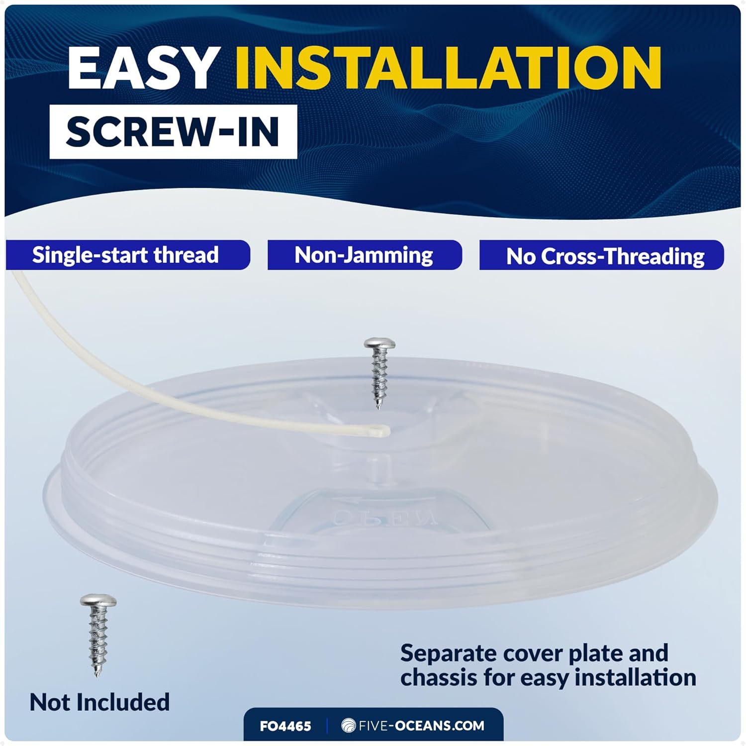 Five Oceans 6" Boat Hatch, Marine Round Inspection Deck Plate Hatch with Detachable Clear Lid, UV-Resistant ABS White Plastic, for Pontoon, Fishing Boat, Bass Boat, Yacht, RVs, Caravan - FO4465