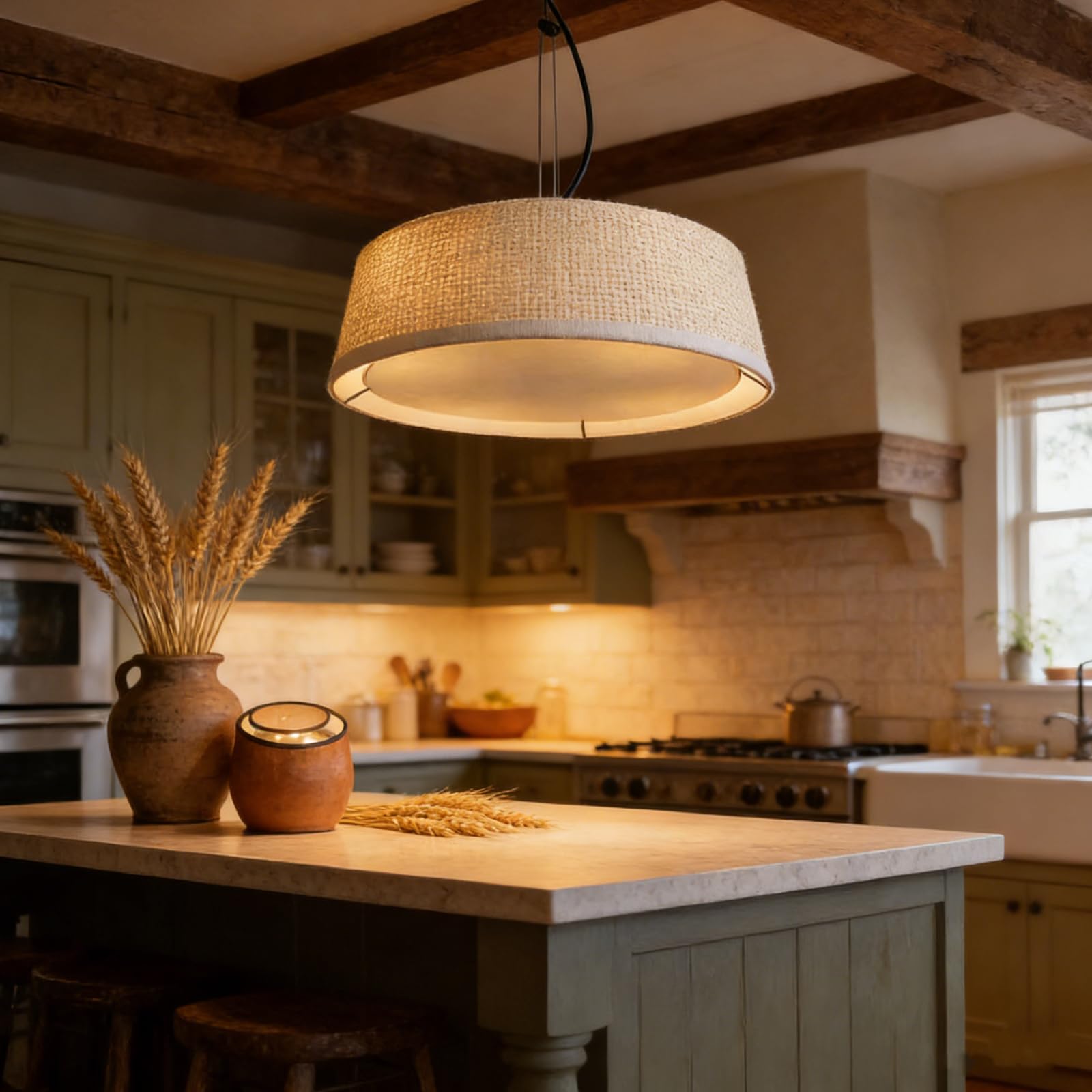 Anneome Okrągły Abażur Do Lampy Wiszącej Miękki Dyfuzor Światła Osłona Przeciwodblaskowa z Tkaniny Osłona Przeciwkurzowa Do Lamp Stołowych Podłogowych i Sufitowych Łatwy Montaż