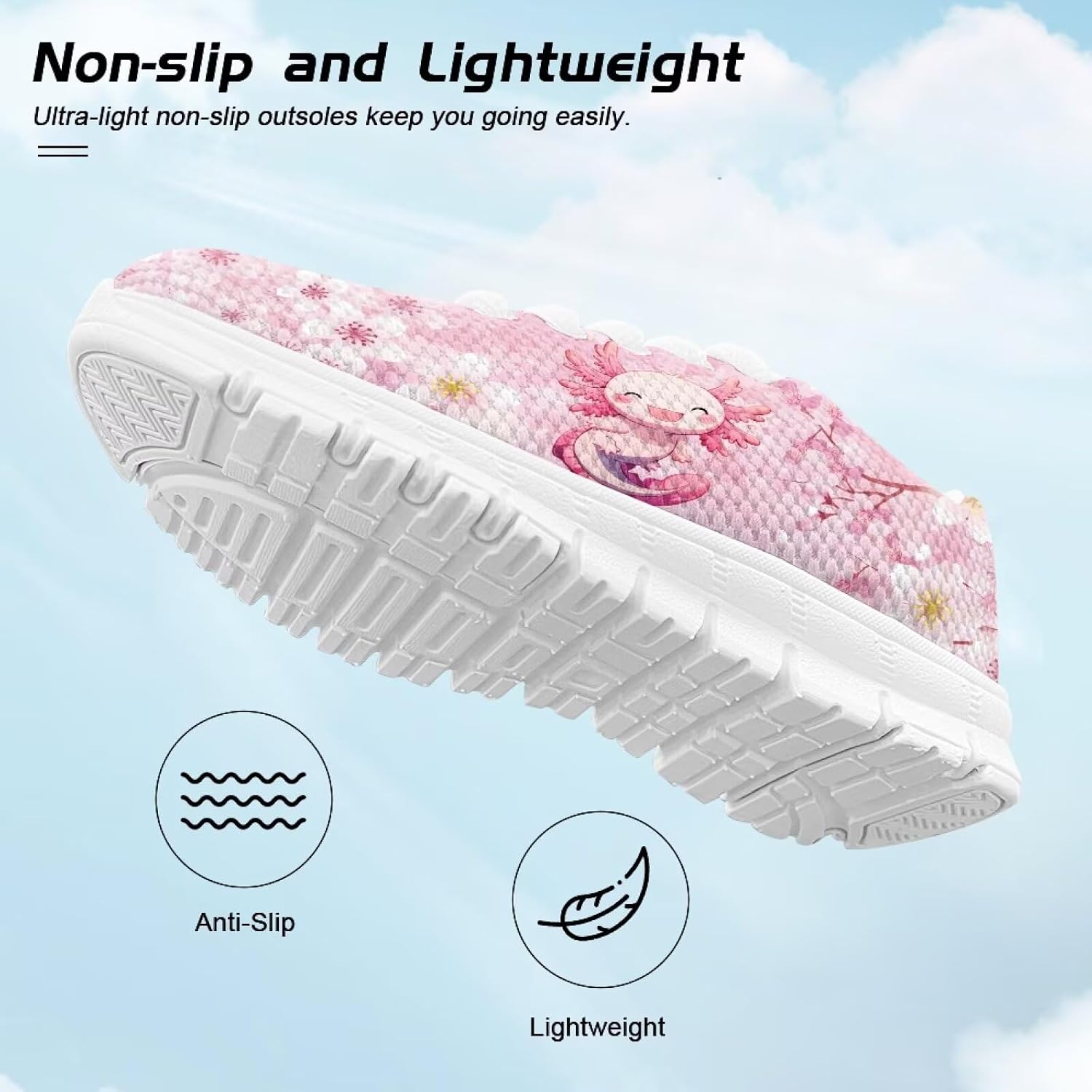 Doojoayie Little Kids School Sneakers for Girls Cute Axolotl Shoes for Running
