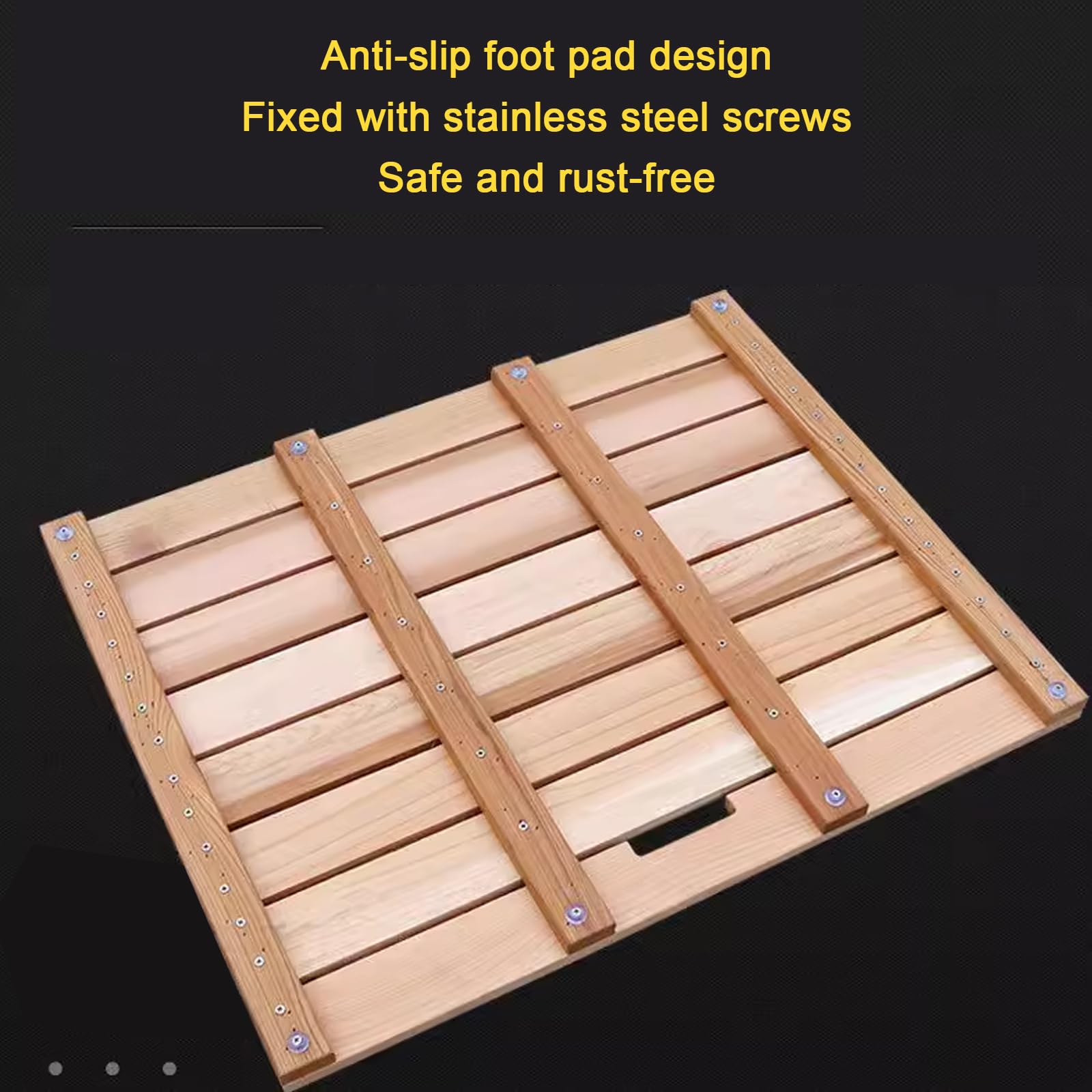 Genérico Alfombrilla de baño de Madera Antideslizante - Felpudo de Ducha de bambú Natural, Rectangular, con Patas Antideslizantes (60 x 110 cm/24 x 43 Pulgadas) para Mayor Seguridad y Comodidad en el