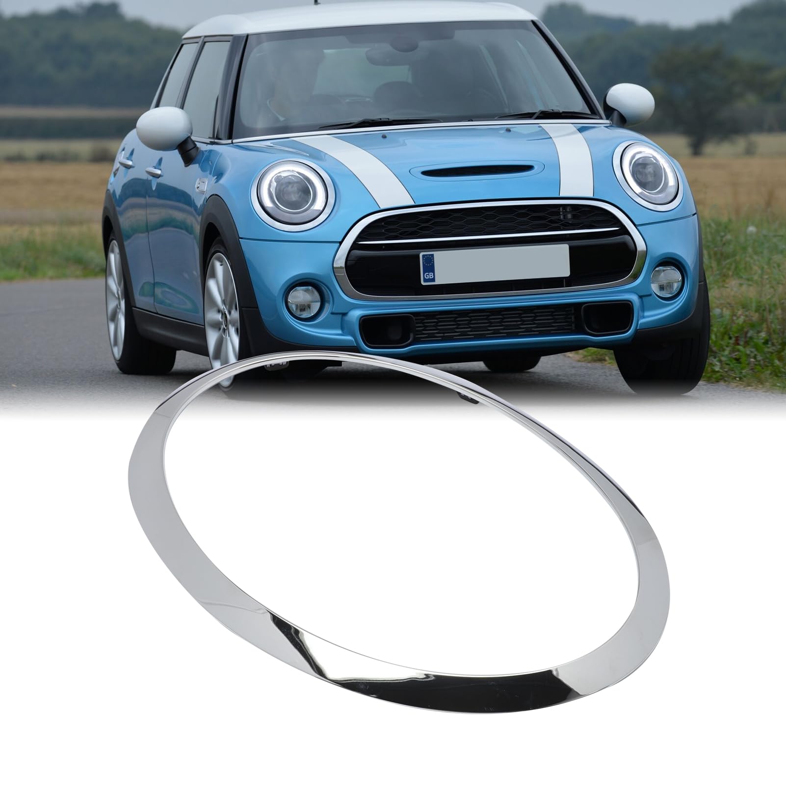 2pacs Anello decorativo per faro compatibile con Mini Cooper F55 F56 F57 2014-2021 51137300631 51137300632 51712355791 51712355798 Argento
