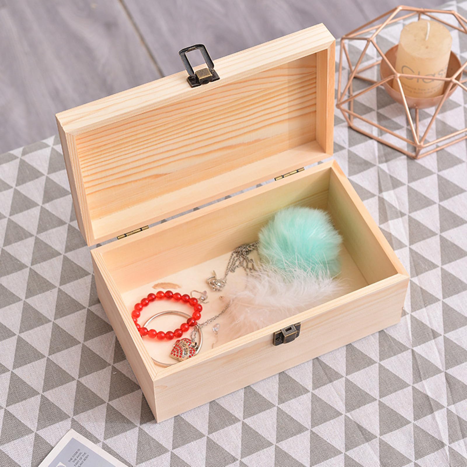 Lot De 4 Boîtes En Bois Naturel 20x10x5 Cm - Avec Fermoir Métal - Boîtes à Customiser (peindre, Coller) - Pour Rangement Ou Bricolage - 14