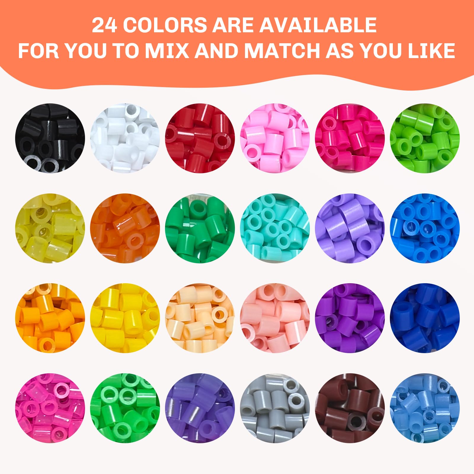 EIKEJI 7300+ Perline da Stirare, 24 Colori Perline a Fusione 5MM, 80 Modello, Gioielli di design fai da te, Decorazione, 3d Bambini Idee Craft Regalo