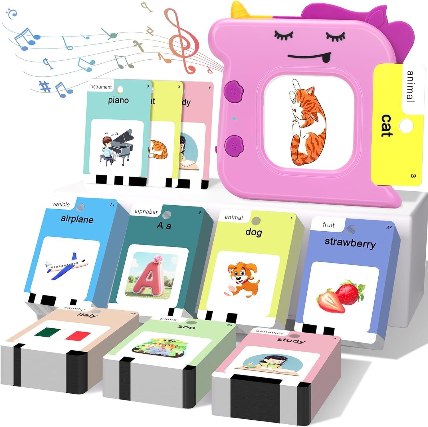 420 Words Talking Flash Cards for Toddler 3-6 Year Olds, Learning Montessori Toys with 210 Cards