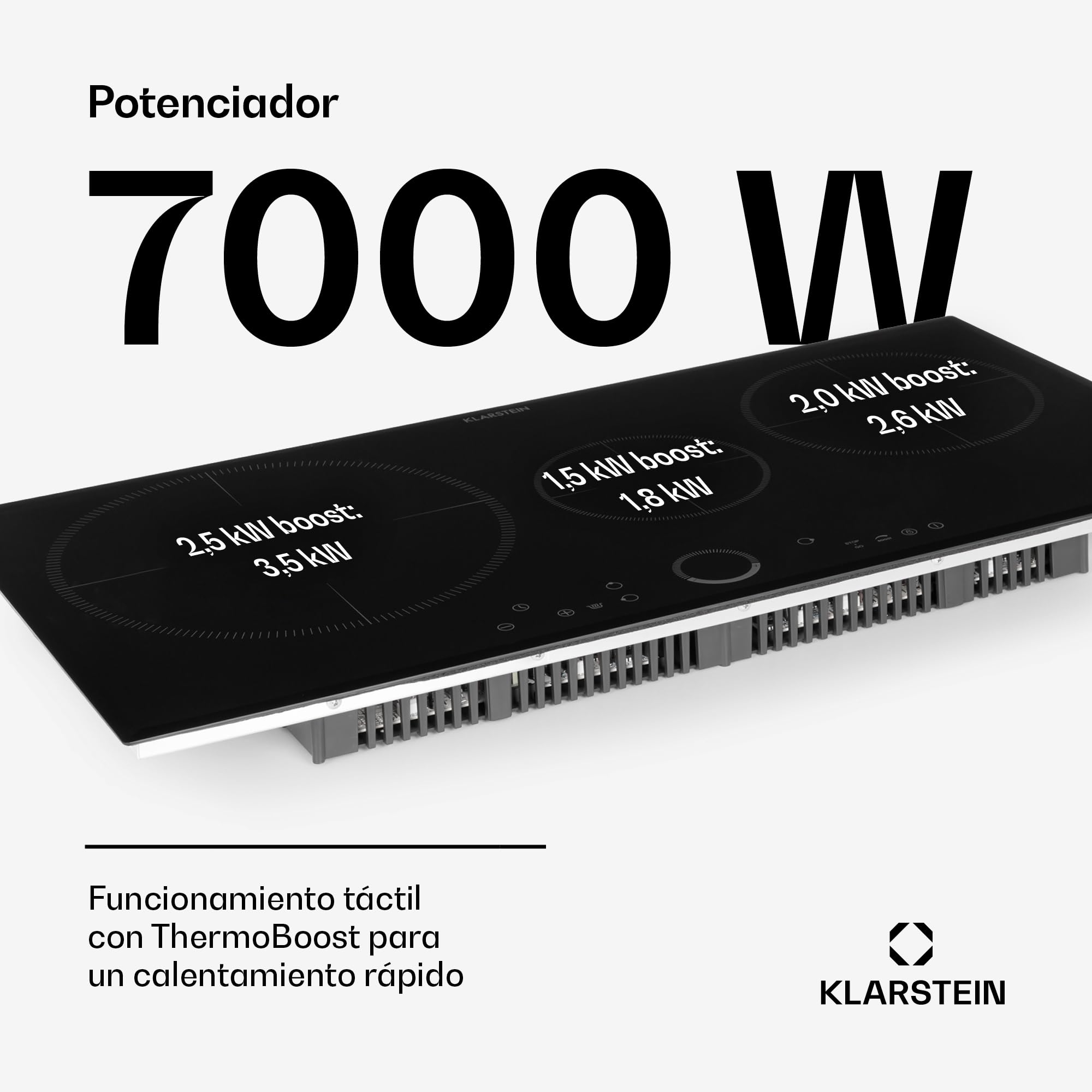 Klarstein Placa Induccion Eléctrica, 5800W, Vitrocerámica Inducción Eléctrica de 3 Fuegos, Placas de Cocción de Sobremesa, Control Táctil, Placas de Cocción de Inducción, Eléctricas para Cocinar